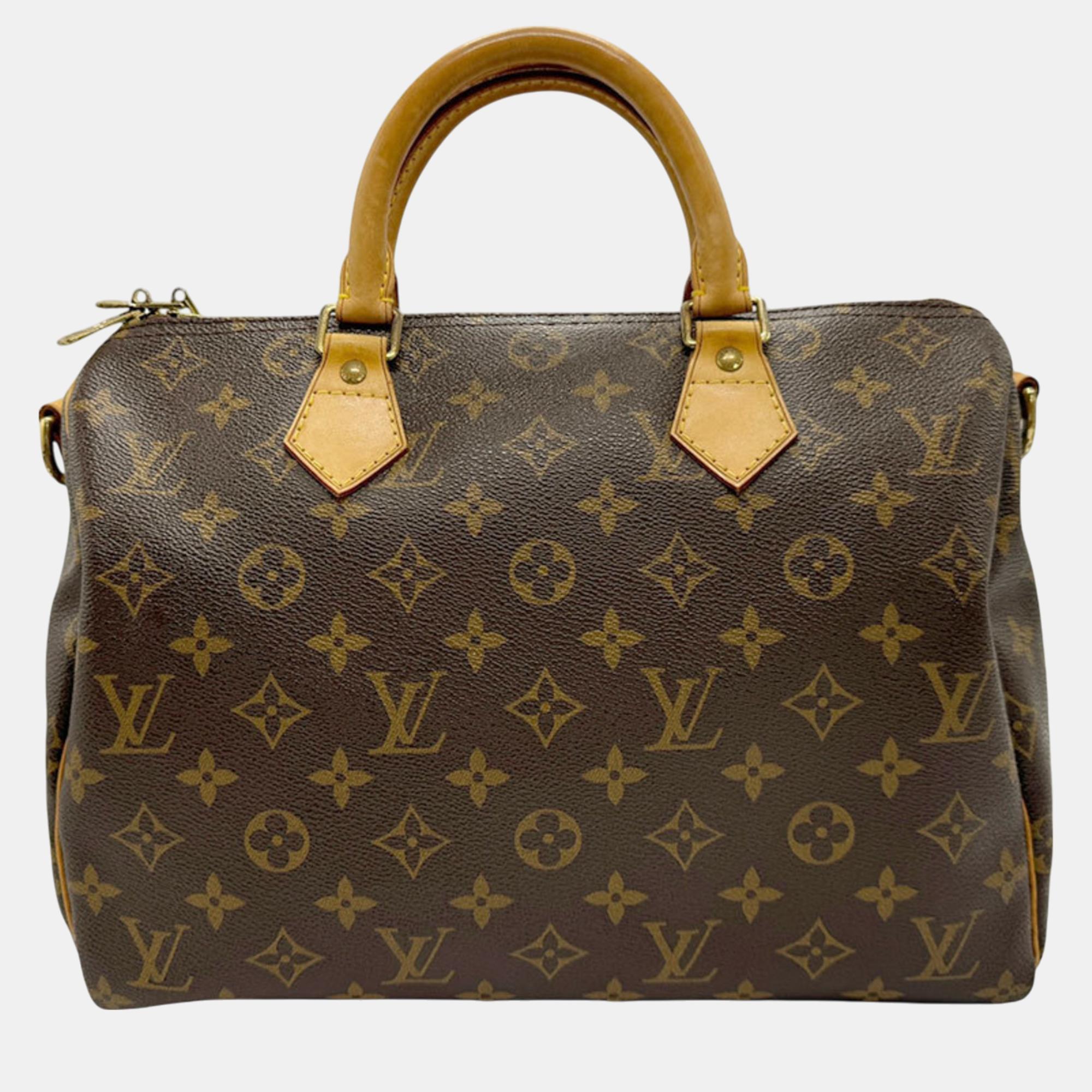 

Louis Vuitton Canvas Brown Gold Monogram Speedy Bandouliere 30 Handbag