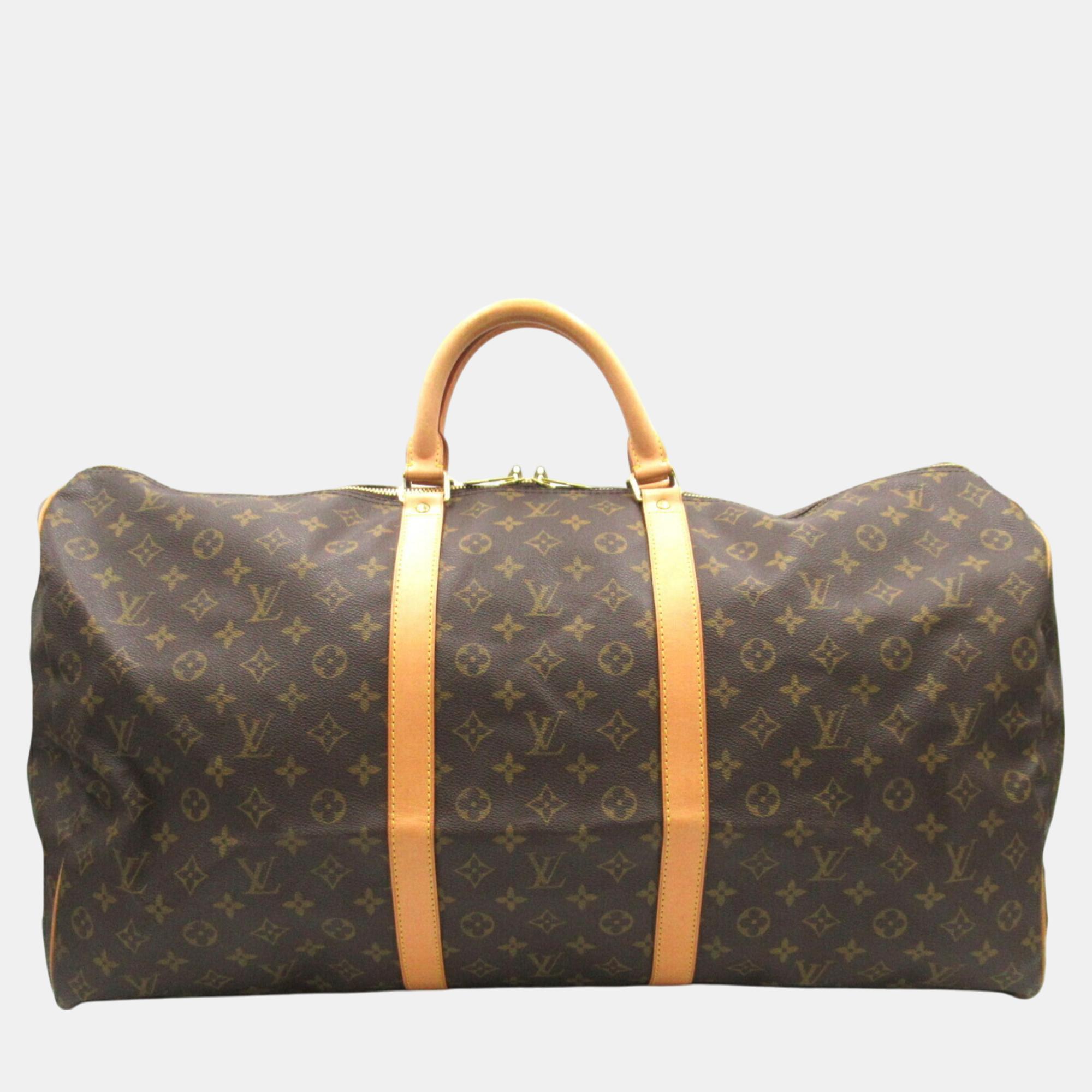 

Louis Vuitton Coated Canvas Monogram Brown Keepall 60 Boston Bag