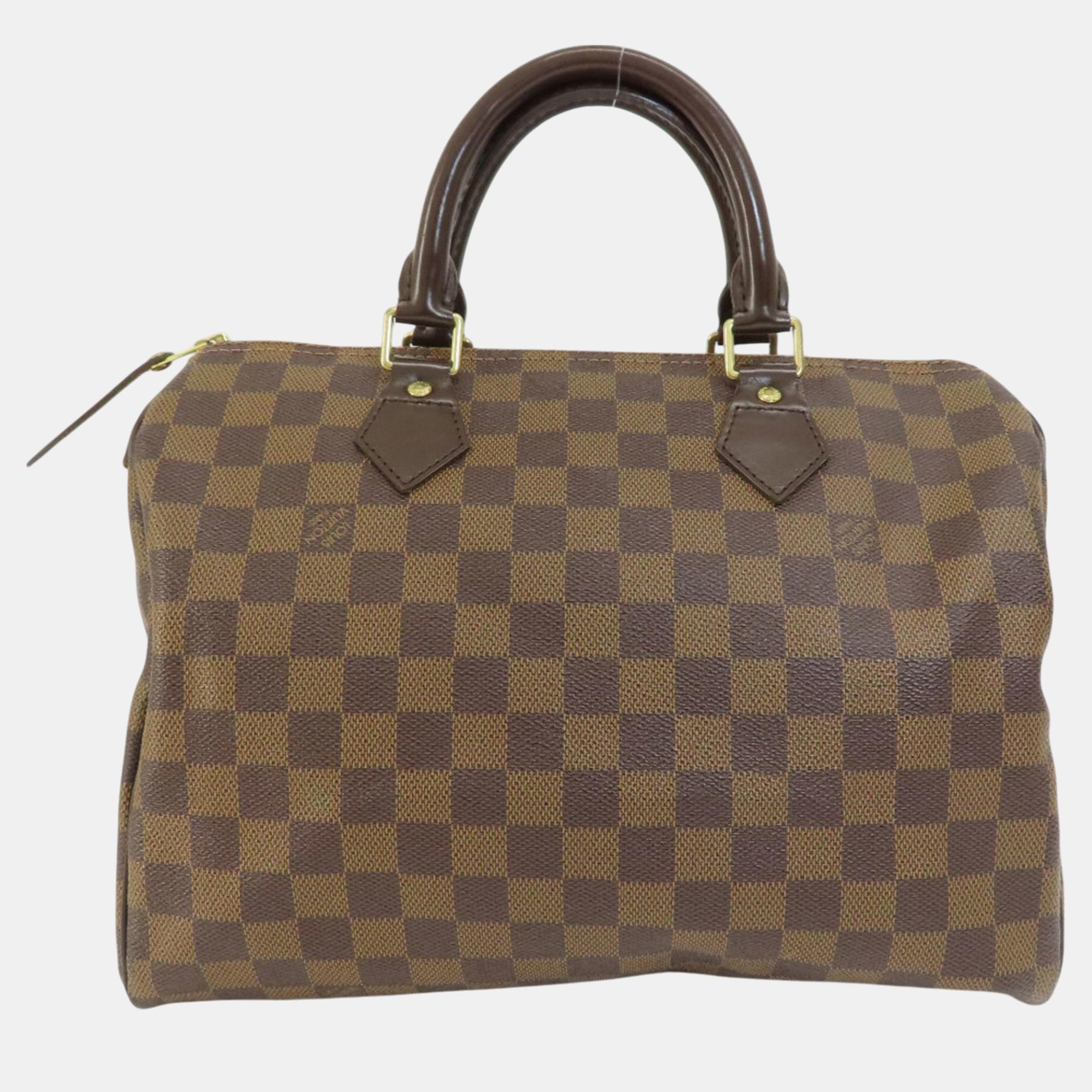 

Louis Vuitton Canvas Speedy 30 Damier Ebene Boston Bag, Brown