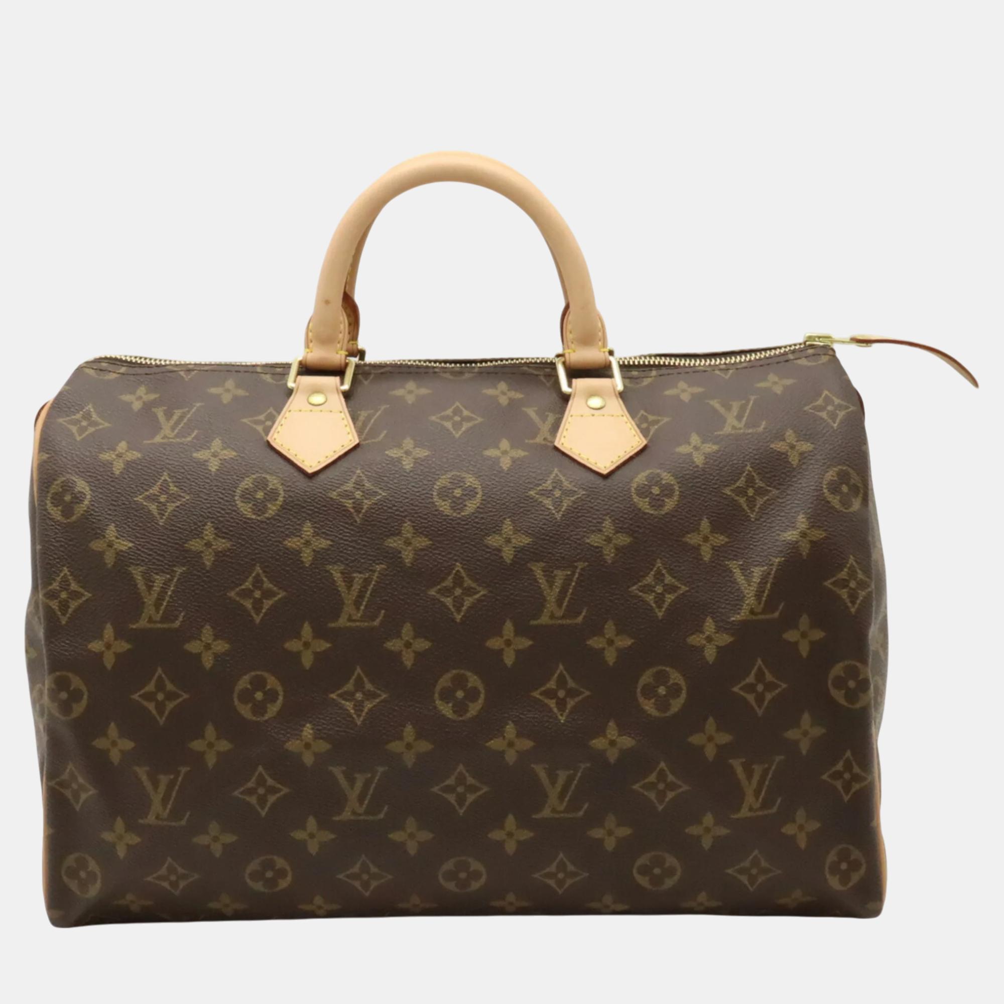 Pre-owned Louis Vuitton Monogram Speedy 35 Boston Bag In Brown