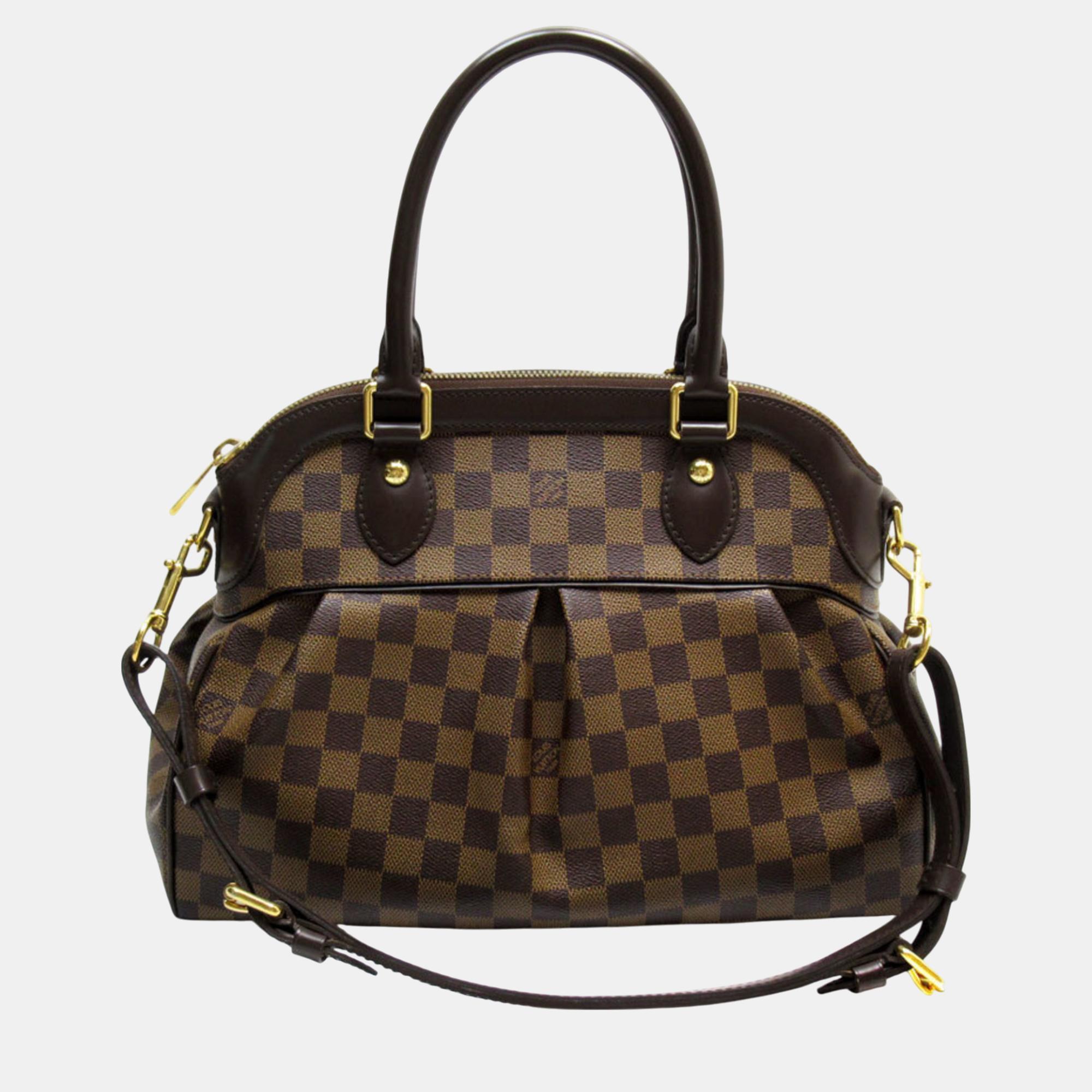 Pre-owned Louis Vuitton Canvas Ebene Damier Trevi Pm Handbag In Brown