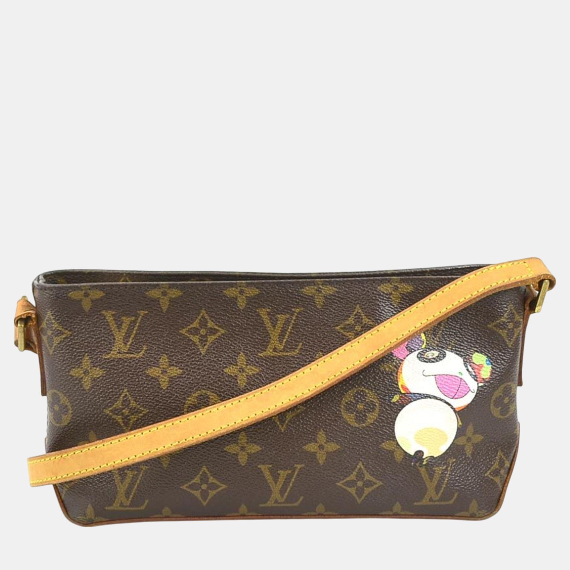 Pre-owned Louis Vuitton Canvas Brown Gold Monogram Panda Trotter Shoulder Bag