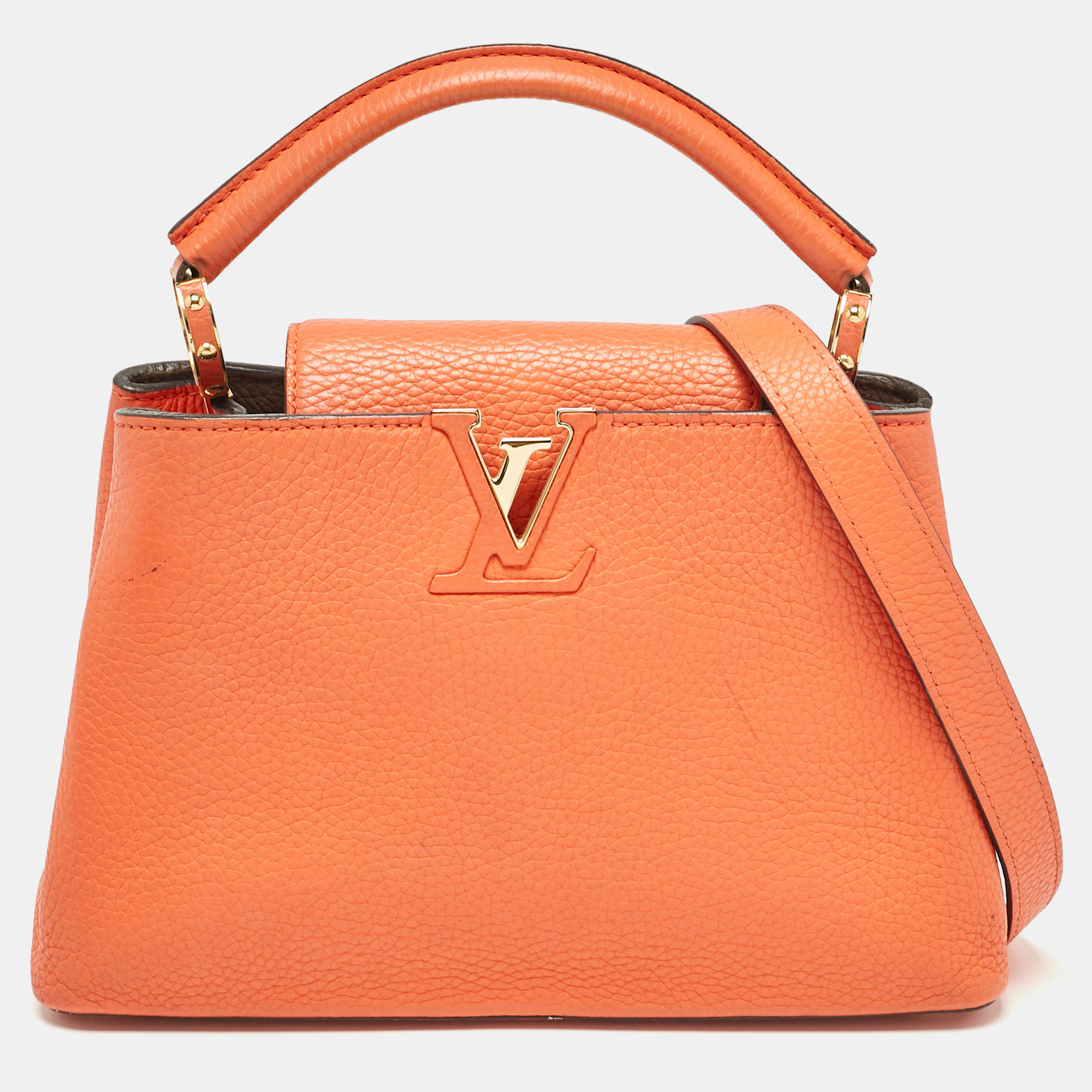 

Louis Vuitton Orange Taurillon Leather Capucines BB Bag