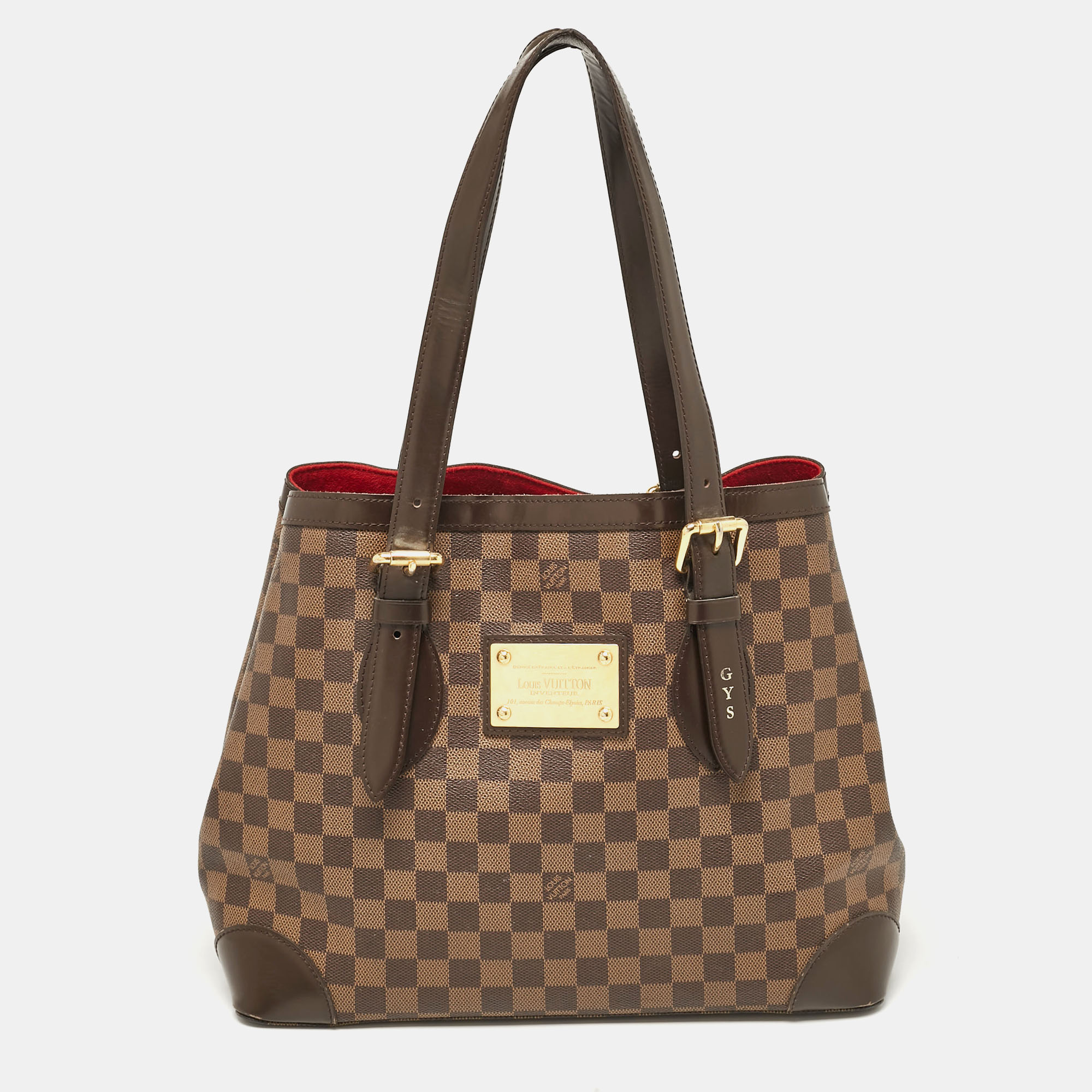 Pre-owned Louis Vuitton Damier Ebene Canvas Hampstead Mm Bag In Brown