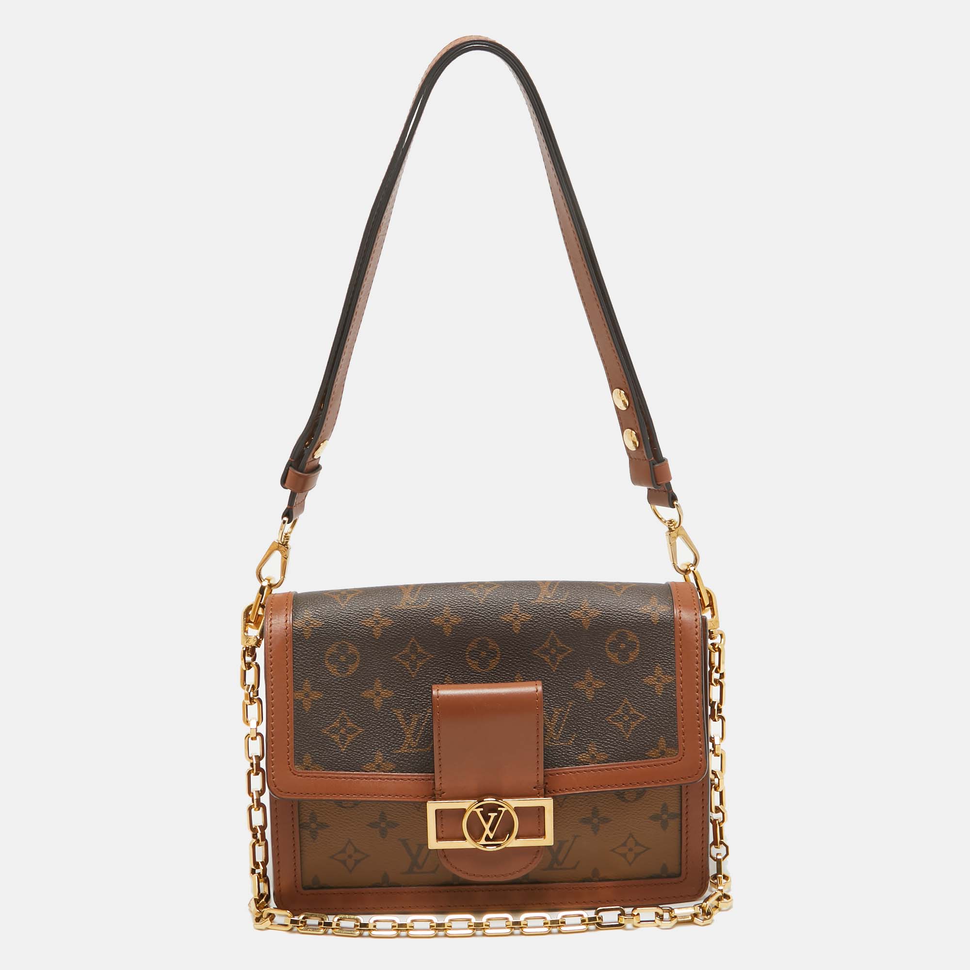 

Louis Vuitton Monogram/Monogram Reverse Canvas Dauphine MM Bag, Brown