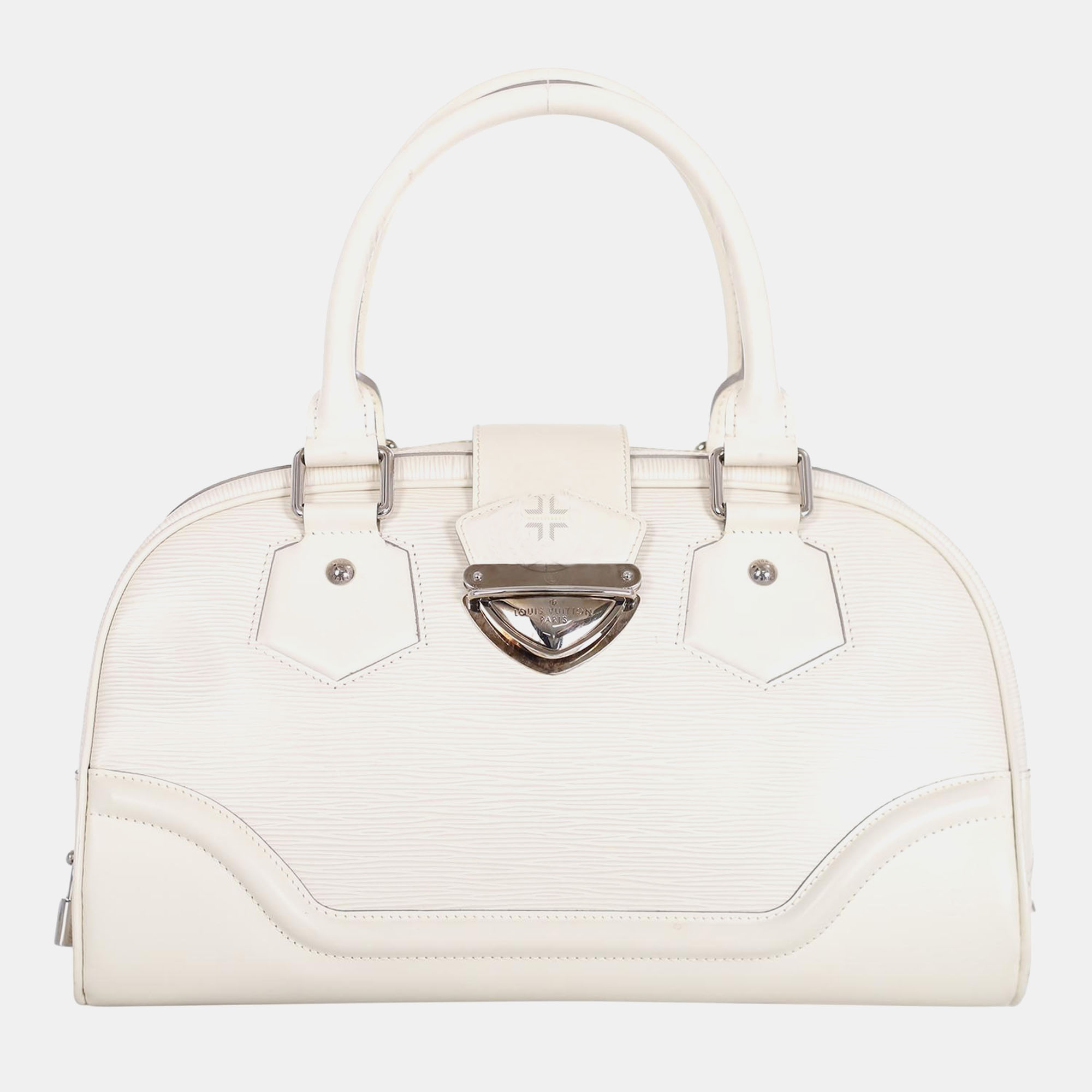 

Louis Vuitton Epi Bowling Montaigne GM Bag, White