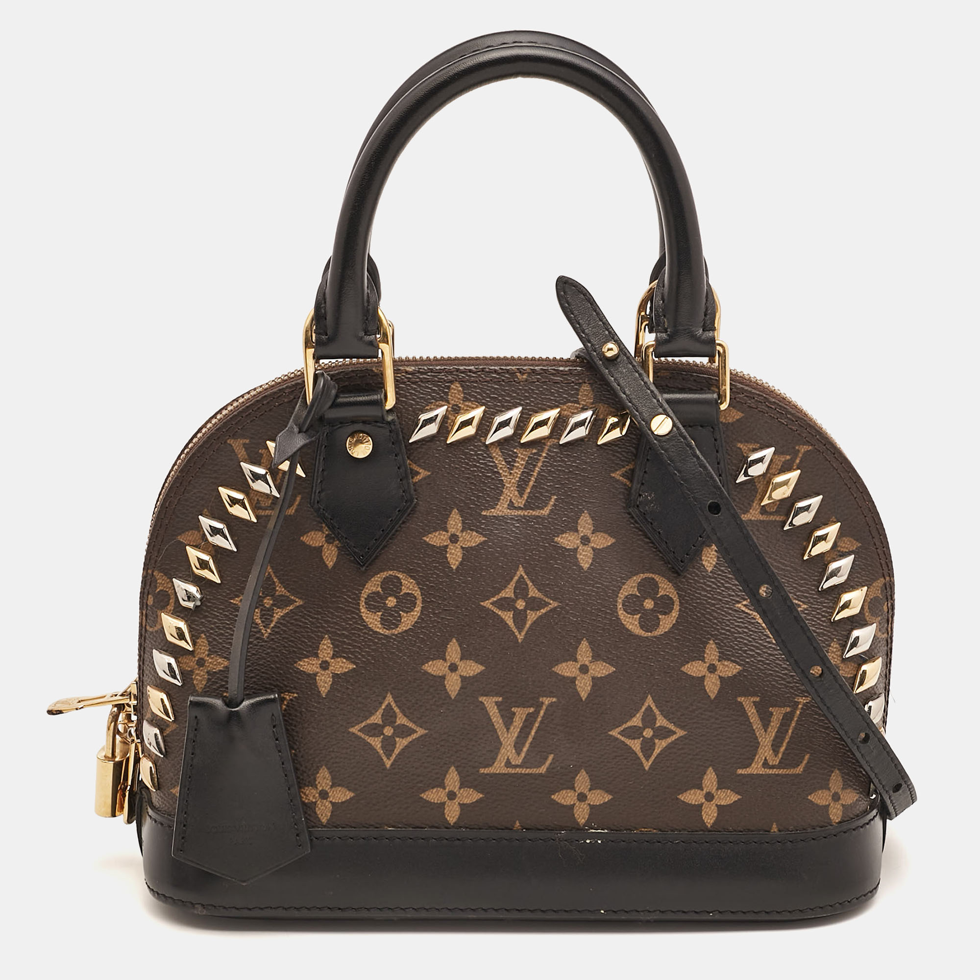 

Louis Vuitton Monogram Macassar Canvas Studded Alma BB Bag, Brown