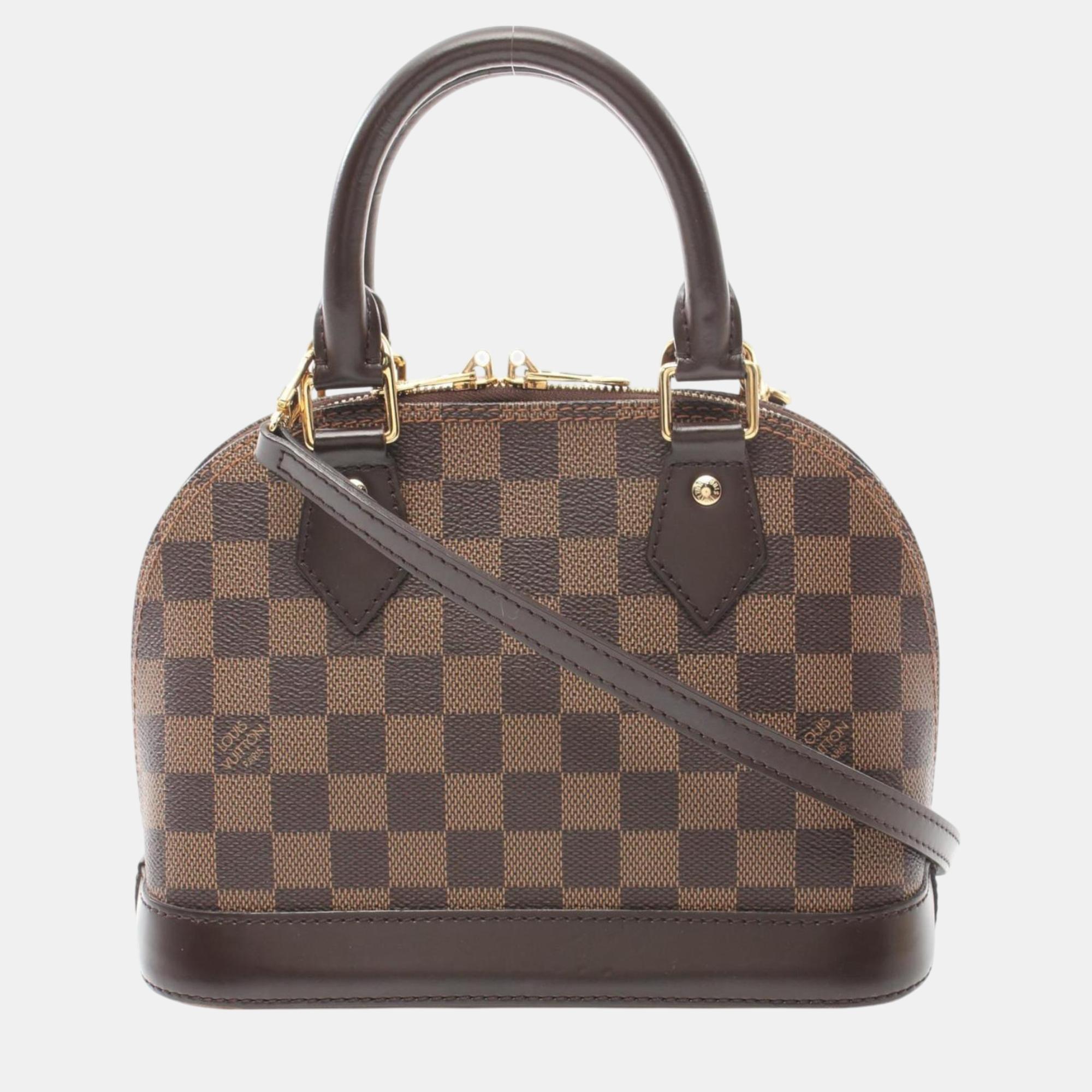 

Louis Vuitton Brown Leather Damier Alma BB Handbag