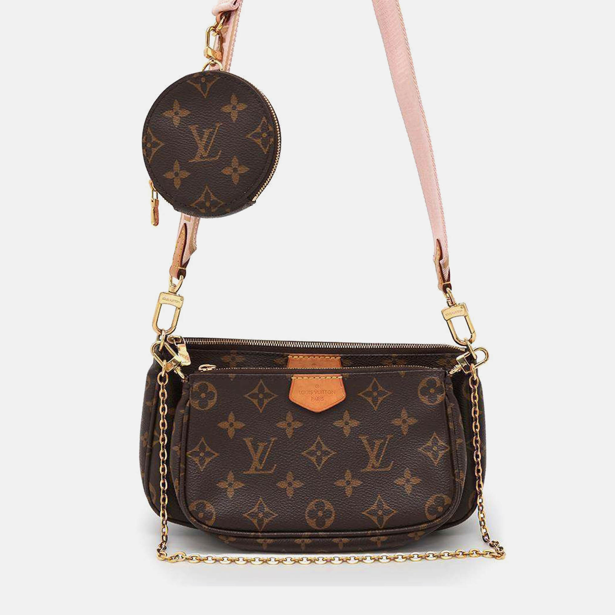 

Louis Vuitton Rose claire Monogram Multi Pochette Accessoires, Brown