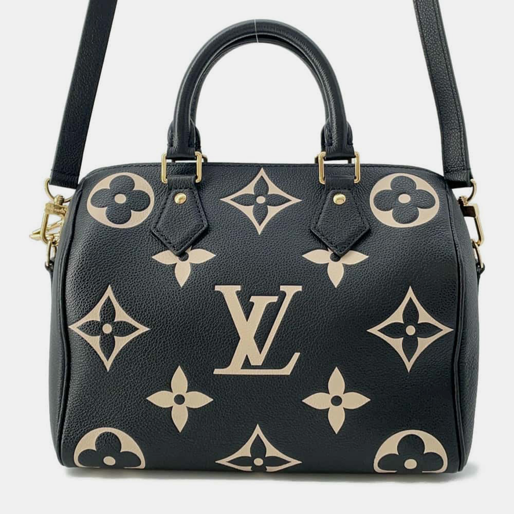 

Louis Vuitton Speedy Bandouliere Red Bicolor Monogram Empreinte Leather Size, Black