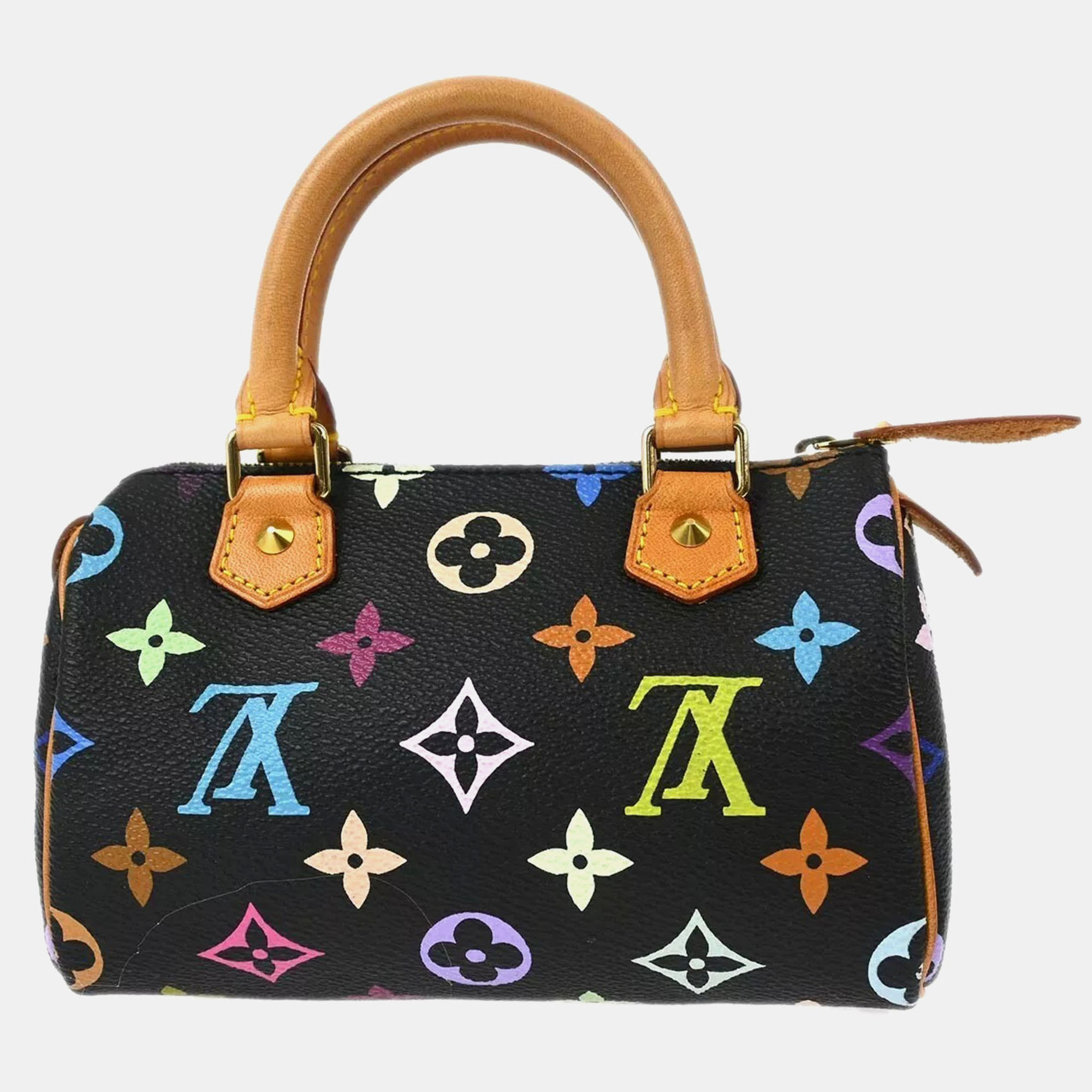 Louis Vuitton Black Multicolor Mini Speedy Handbag 