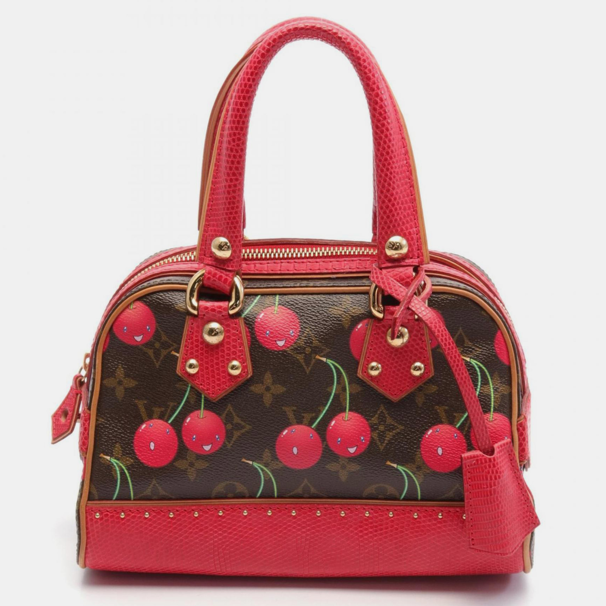 

Louis Vuitton Coated Canvas Leather Brown Red Multicolor Sac Neo Deauville Monogram Cherry Handbag