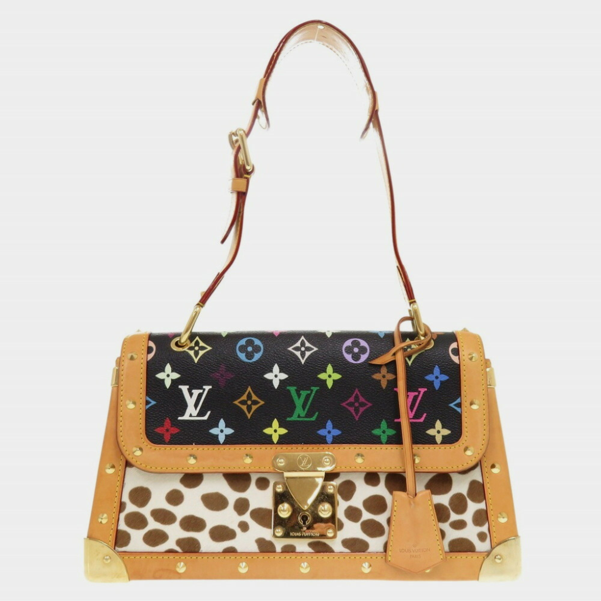 Louis Vuitton Noir Black Monogram Multicolor Sac Dalmatian Pony Shoulder Bag 
