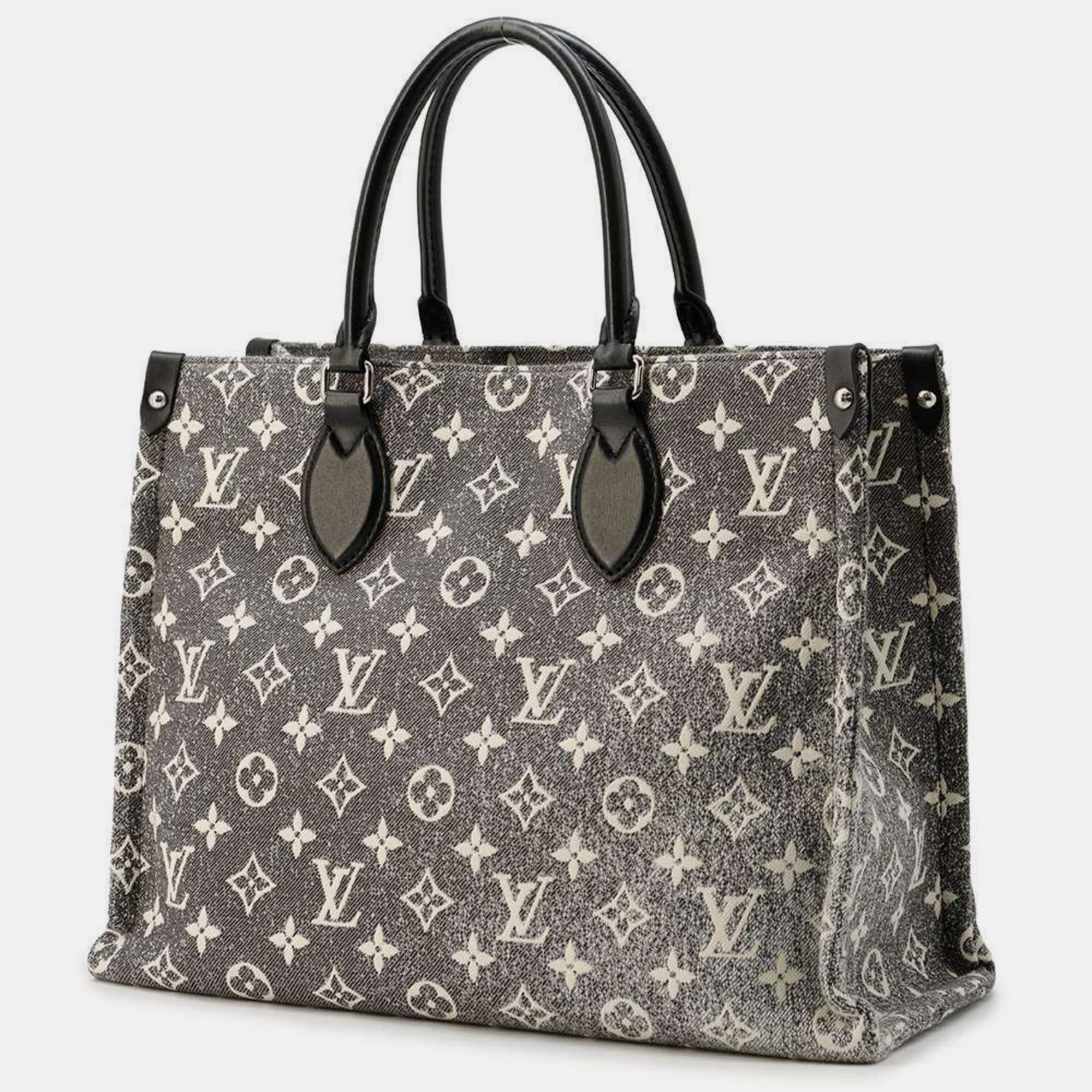 

Louis Vuitton Black White Monogram Jacquard Denim On the Go MM Tote Bag