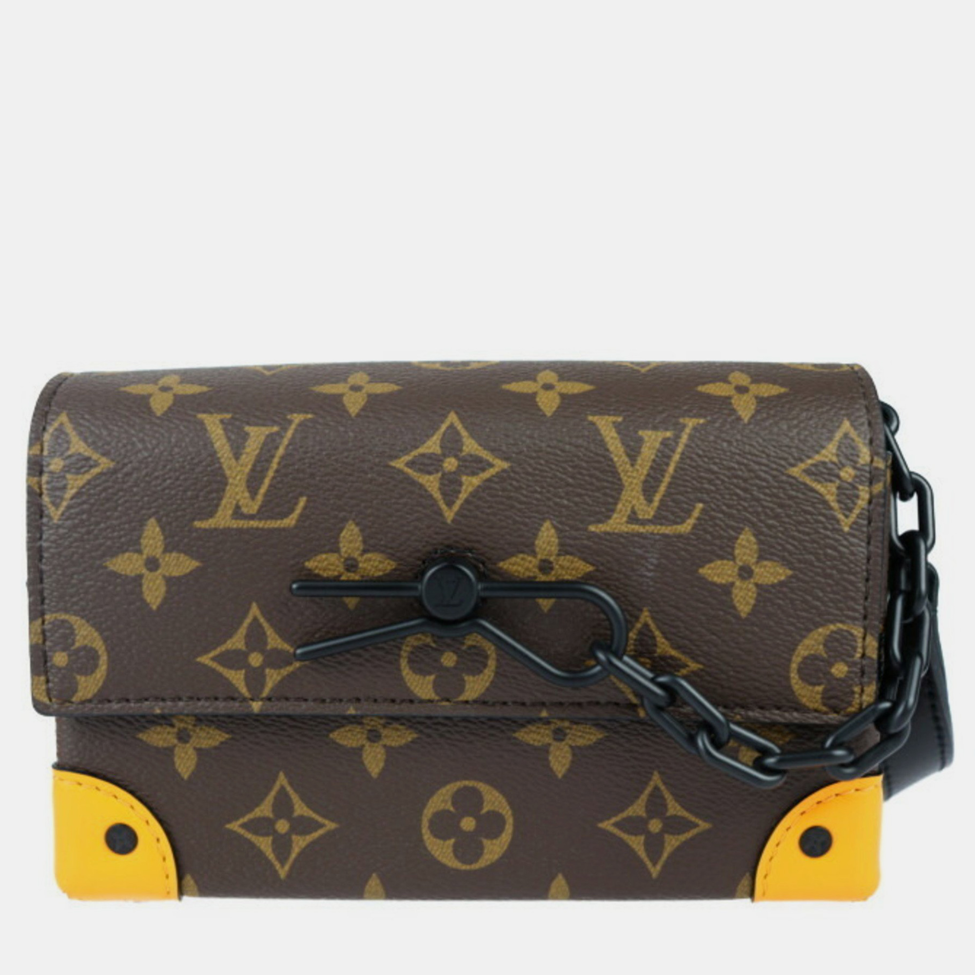 

Louis Vuitton Monogram Canvas Leather Brown Black Orange Steamer Wearable Wallet Shoulder Bag