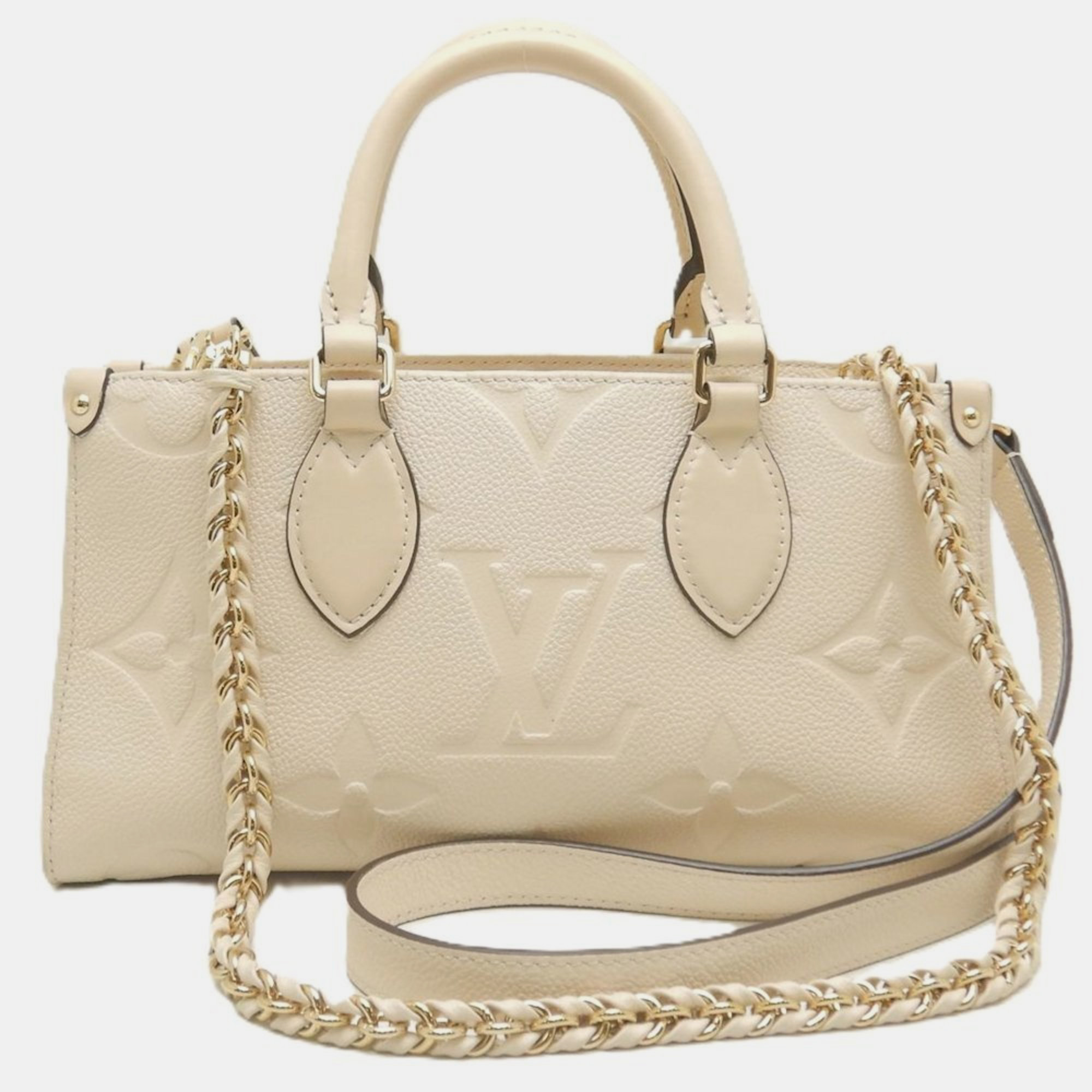 

Louis Vuitton Creme Monogram Empreinte On the Go EW Handbag, Beige