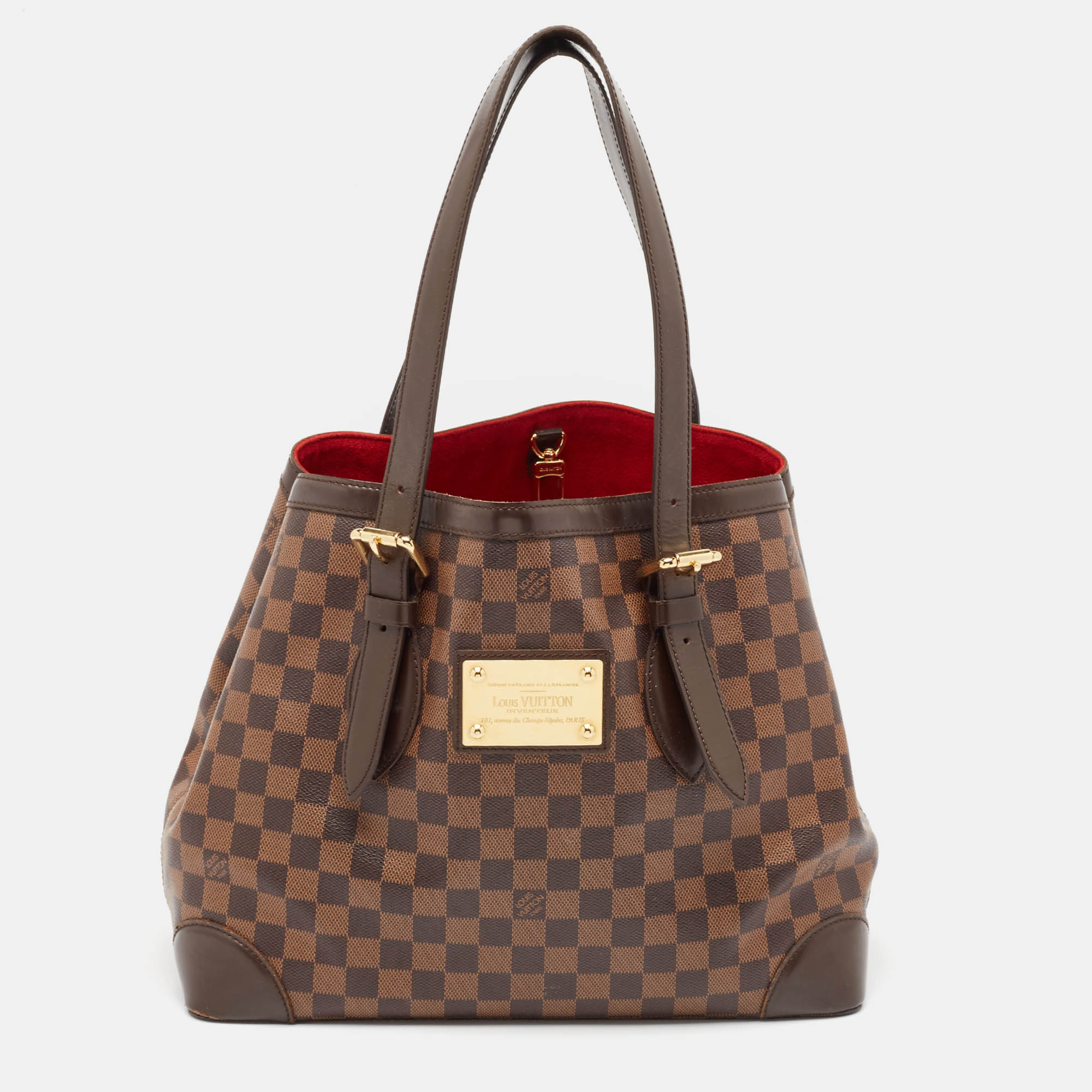 

Louis Vuitton Damier Ebene Canvas and Leather Hampstead GM Bag, Brown