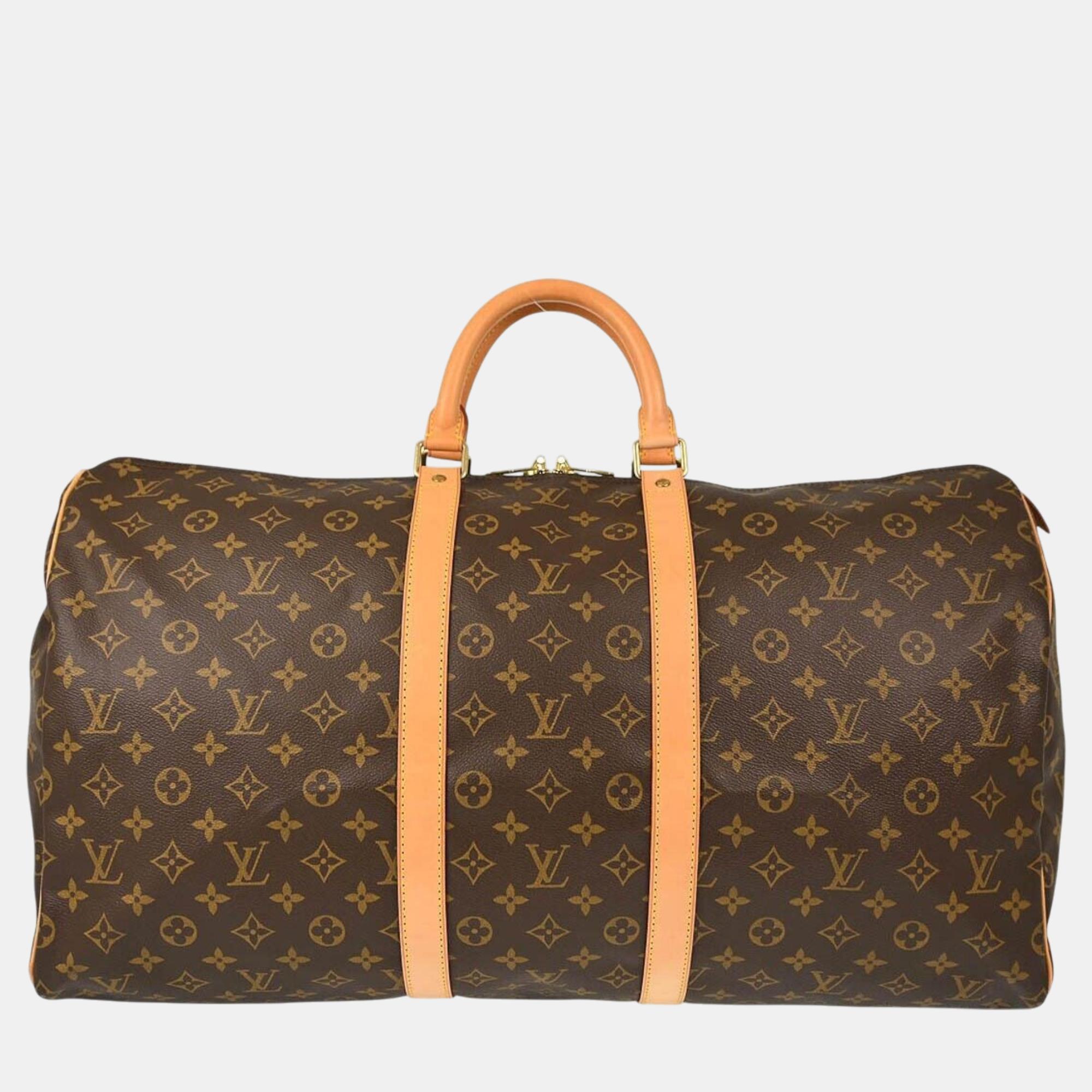 

Louis Vuitton Monogram Keepall 55 Travel Duffle Handbag, Brown