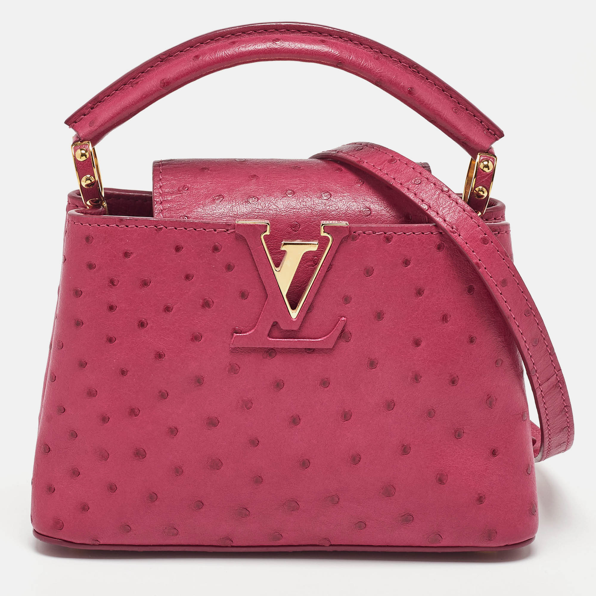 

Louis Vuitton Magenta Pink Ostrich Capucines Mini Bag