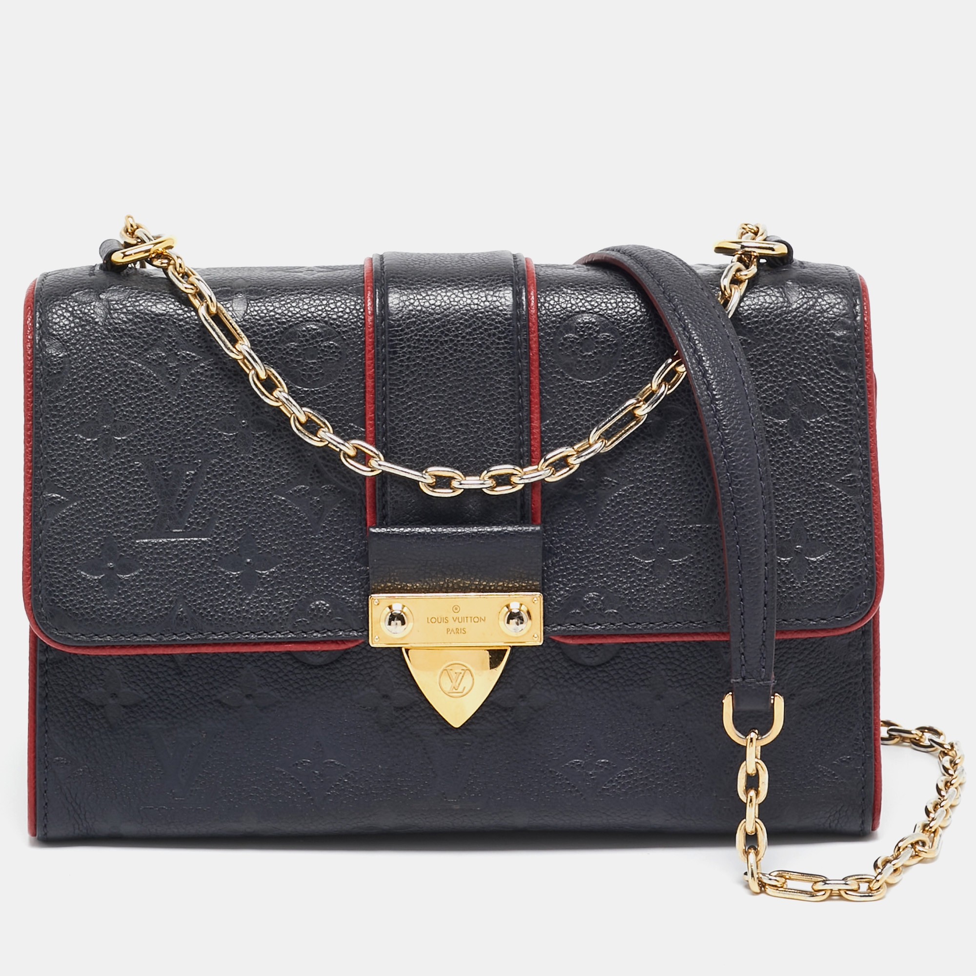 

Louis Vuitton Marine Rouge Monogram Empreinte Leather Saint Sulpice PM Bag, Navy blue