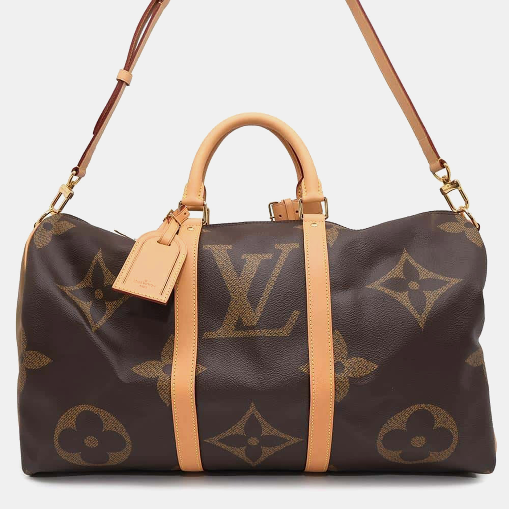 

Louis Vuitton Brown Monogram Giant Reverse Keepall Bandouliere bag Size