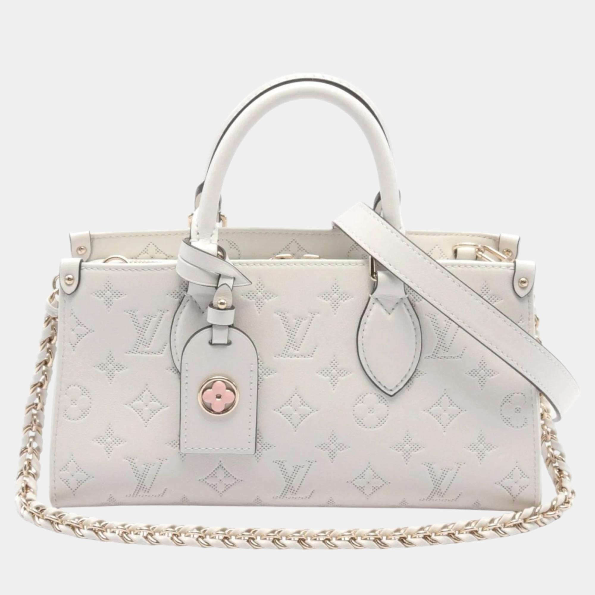 

Louis Vuitton White Leather On The Go Ew Monogram Handbag