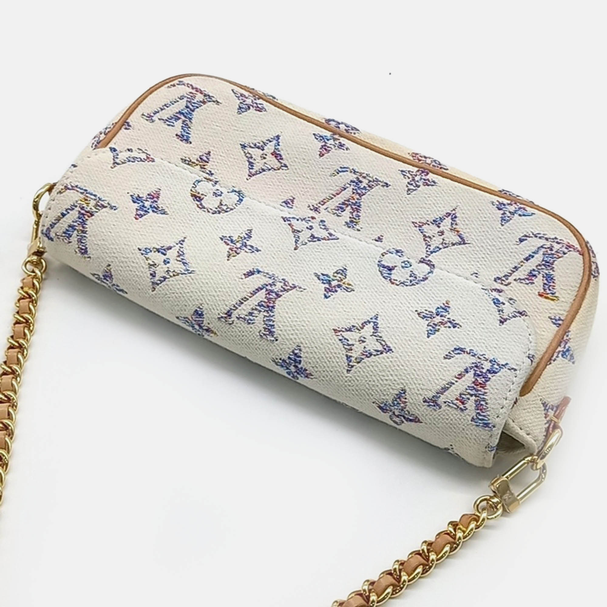 Louis Vuitton Multicolor White Canvas Louis Vuitton Canvas Wallet On Chain Bag 