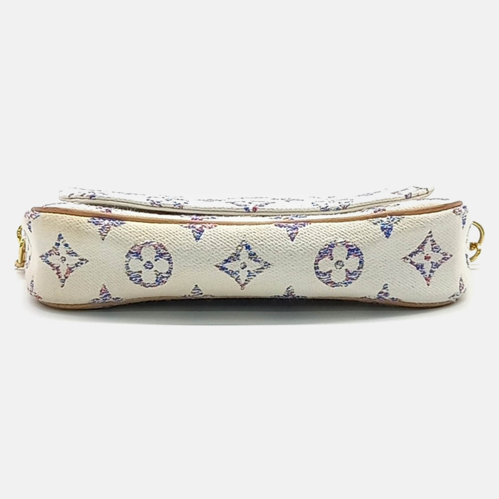 Louis Vuitton Multicolor White Canvas Louis Vuitton Canvas Wallet On Chain Bag 