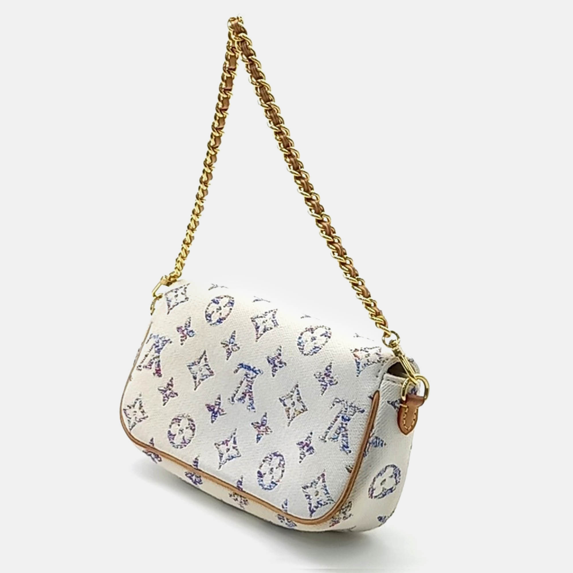 Louis Vuitton Multicolor White Canvas Louis Vuitton Canvas Wallet On Chain Bag 