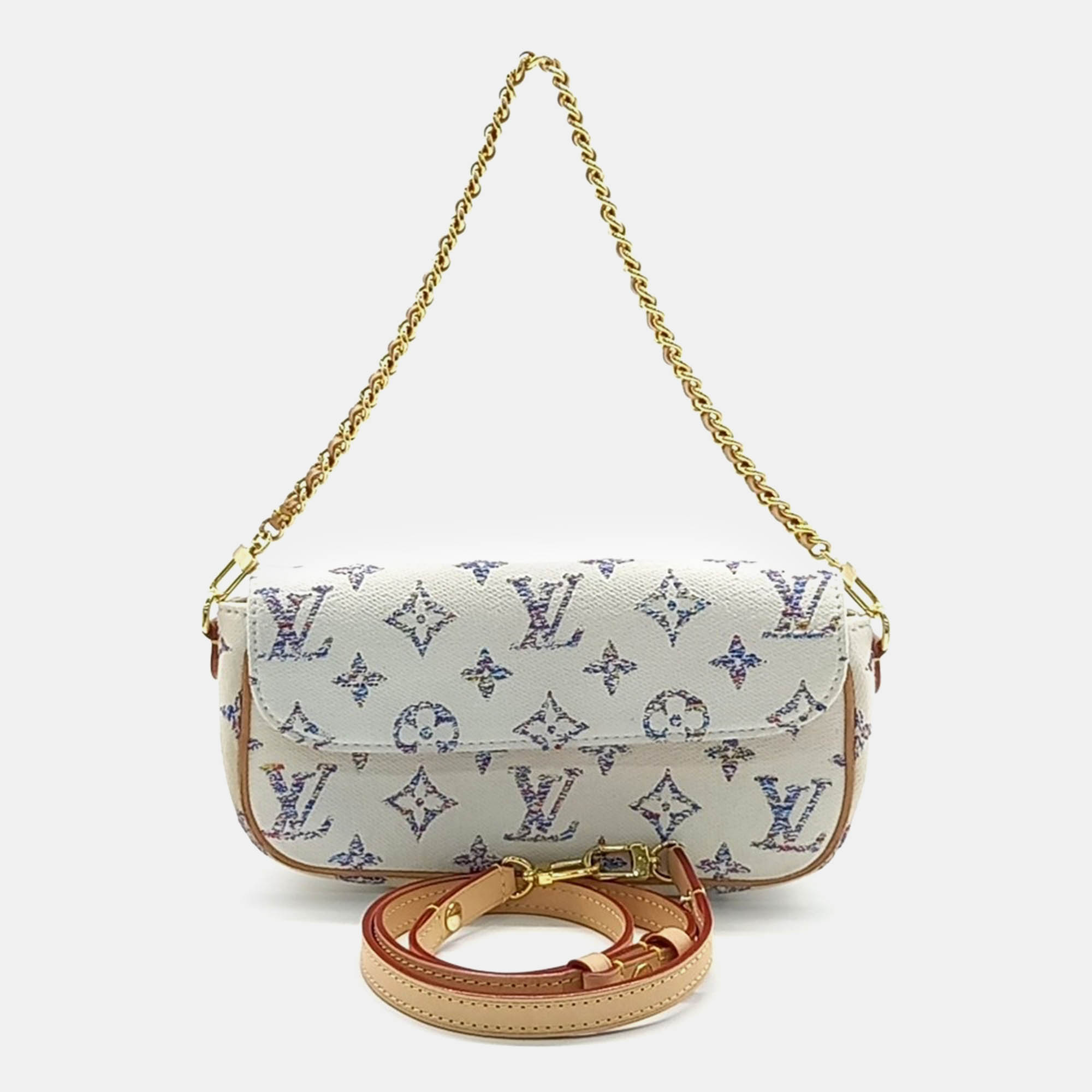 

Louis Vuitton Multicolor White Canvas Louis Vuitton Canvas Wallet On Chain Bag