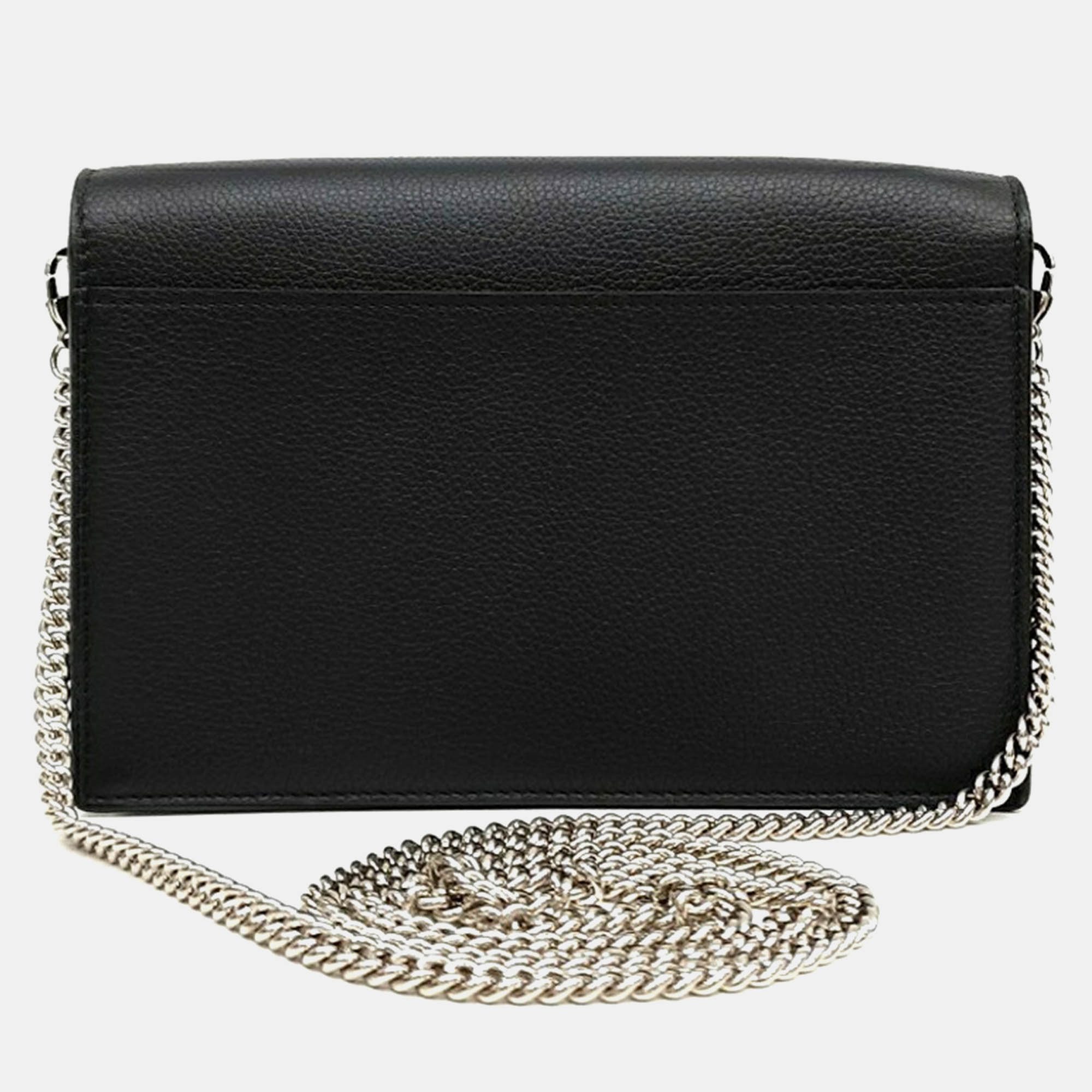 Louis Vuitton Black Leather Louis Vuitton Pochette My Lock Me Chain Crossbody Bag 