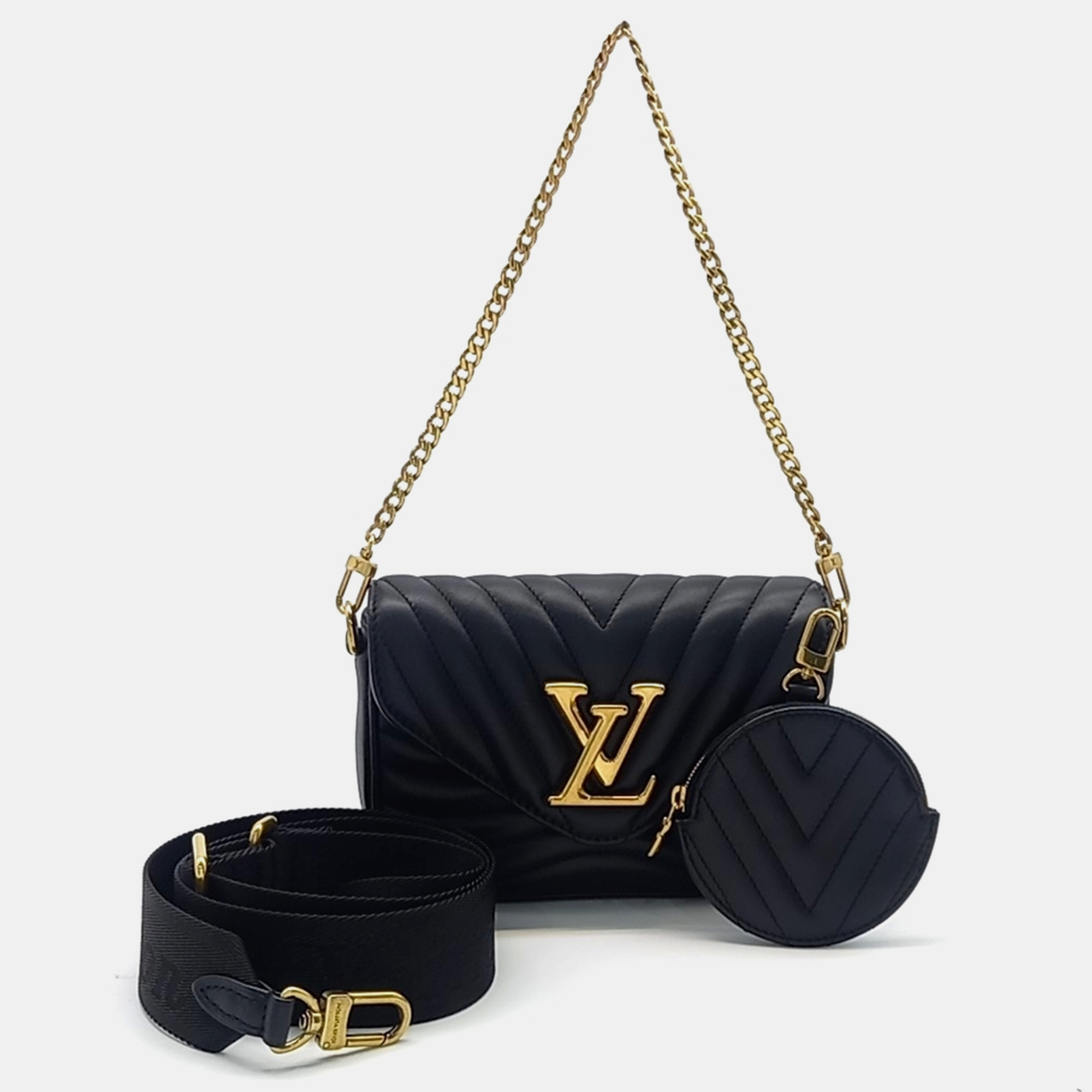 

Louis Vuitton Black Leather New Wave Multi Pochette Bag