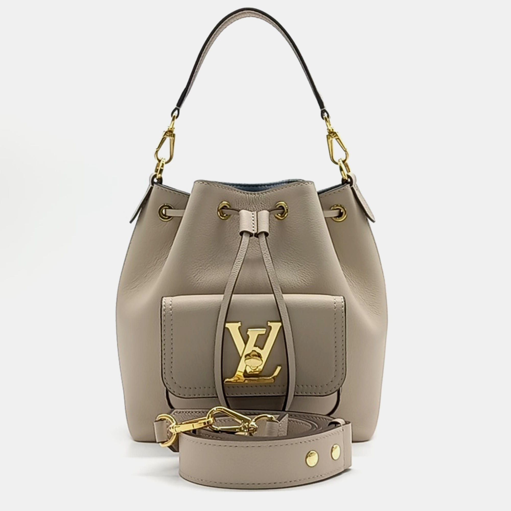 

Louis Vuitton Beige Leather Lock Me Bucket Bag