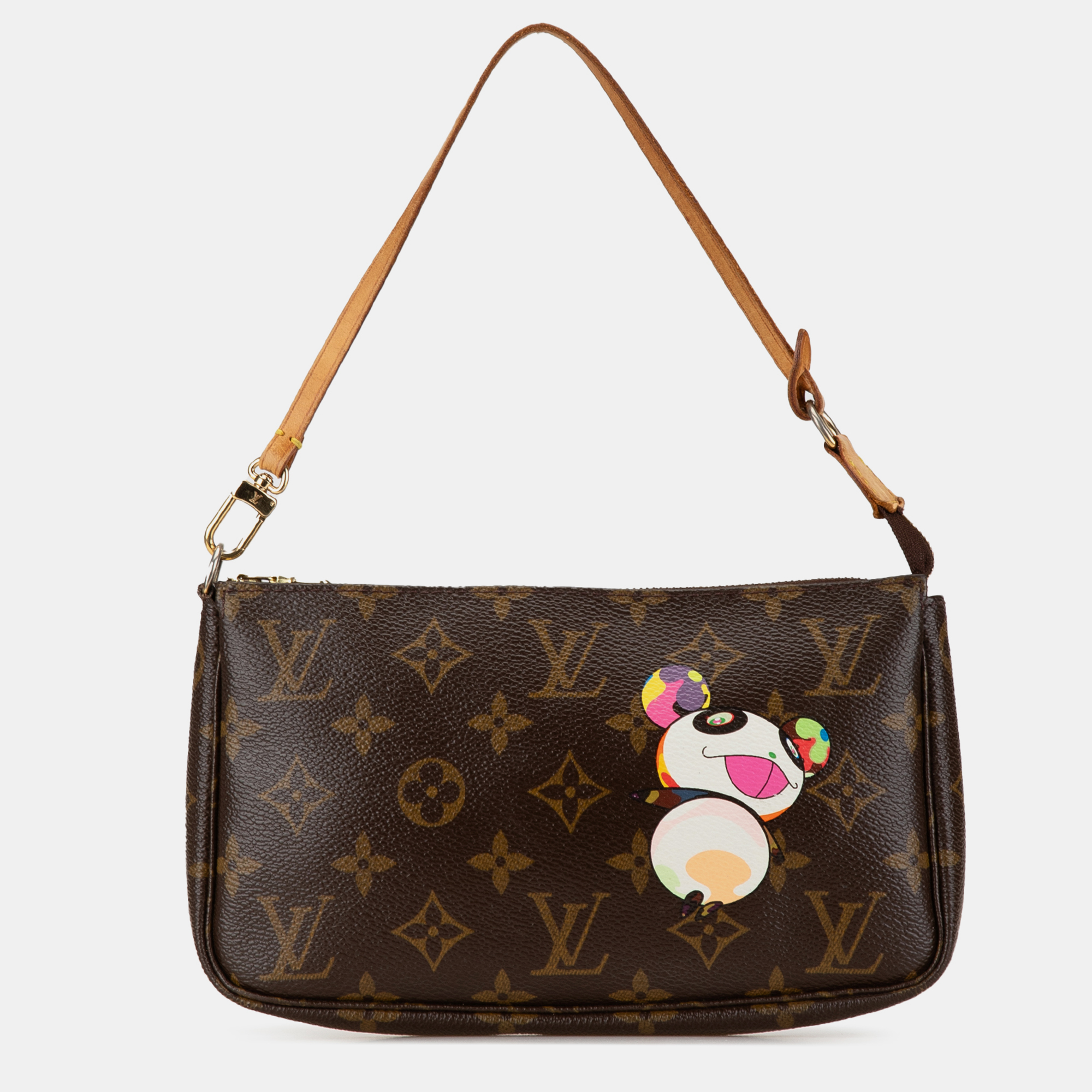 

Louis Vuitton Brown Coated Canvas and Vachetta Leather Takashi Murakami Panda Pochette Accessoires Bag