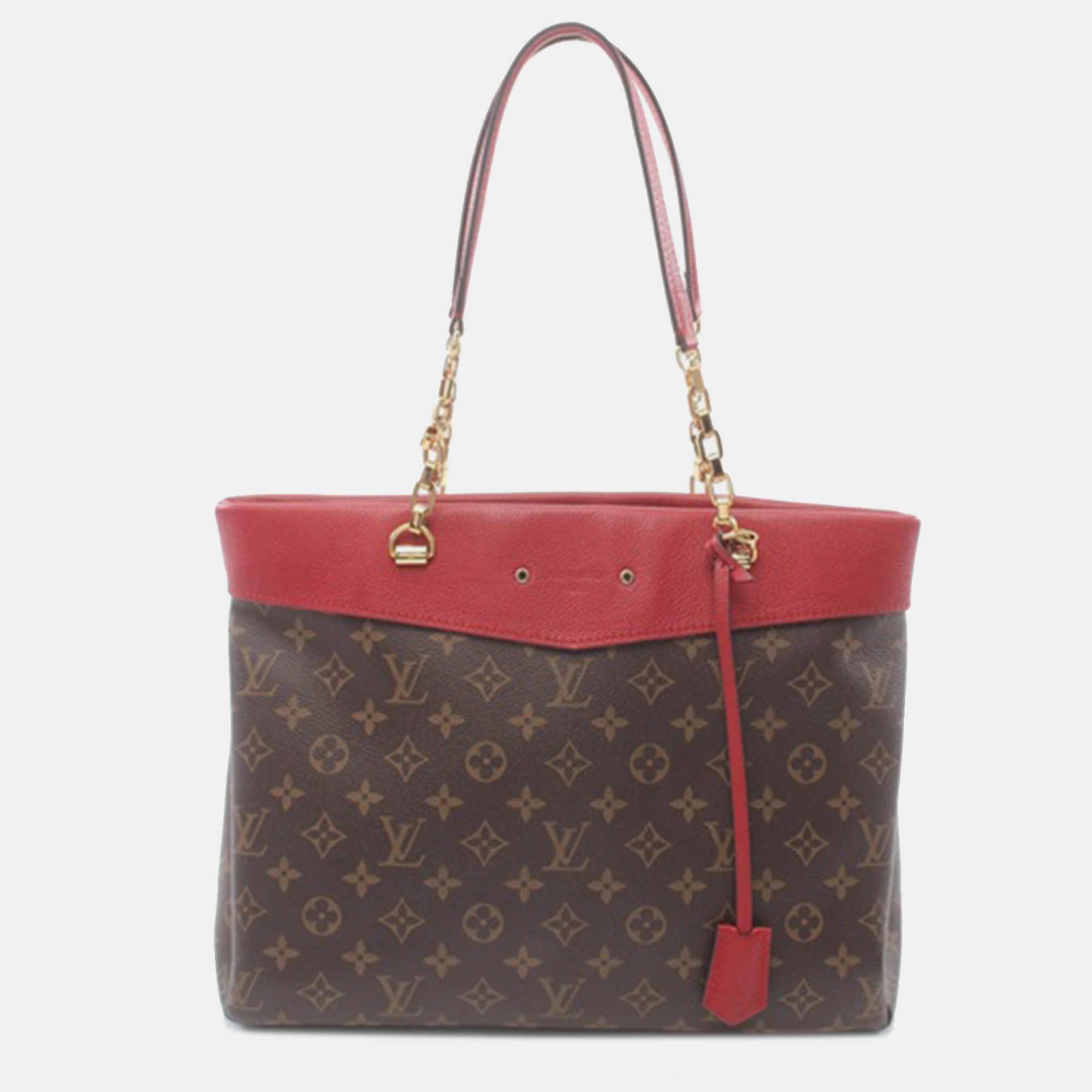 

Louis Vuitton Brown Red Coated Canvas Monogram Pallas Shopper Bag