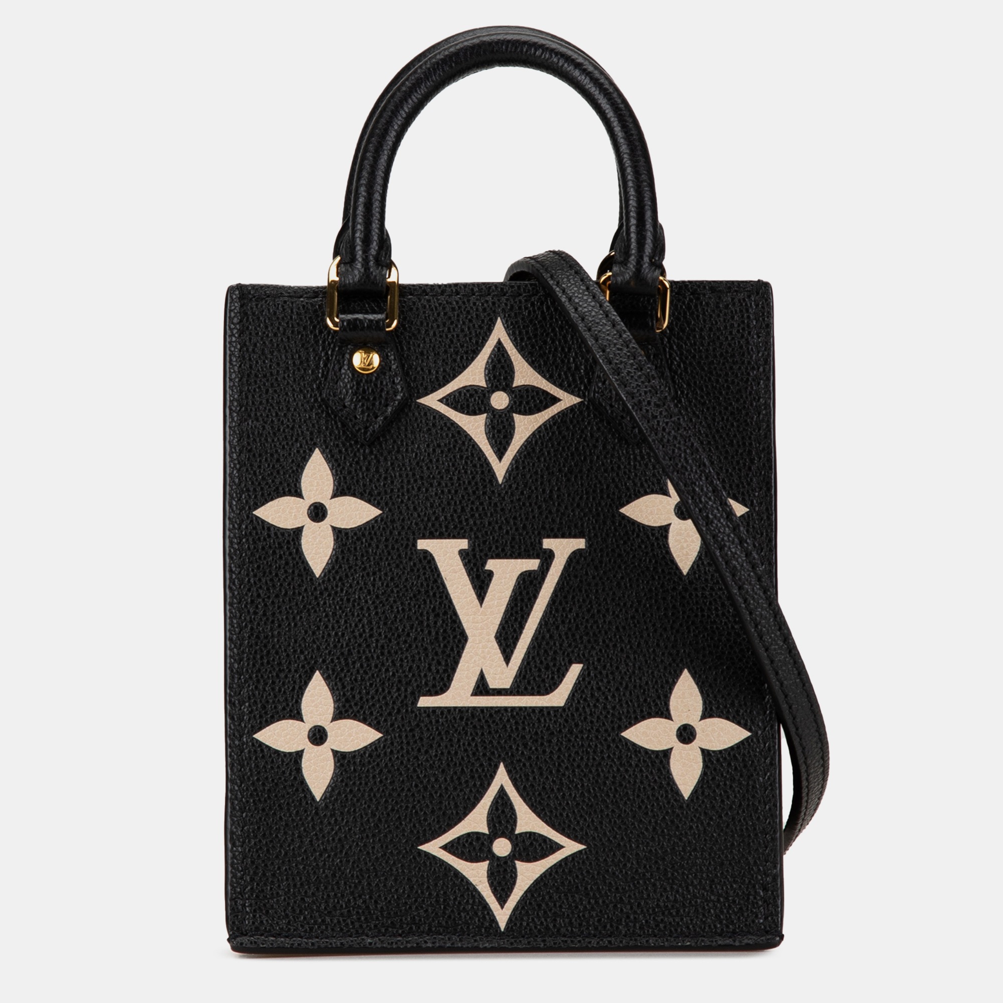 

Louis Vuitton Black Leather Bicolor Monogram Empreinte Petit Sac Plat