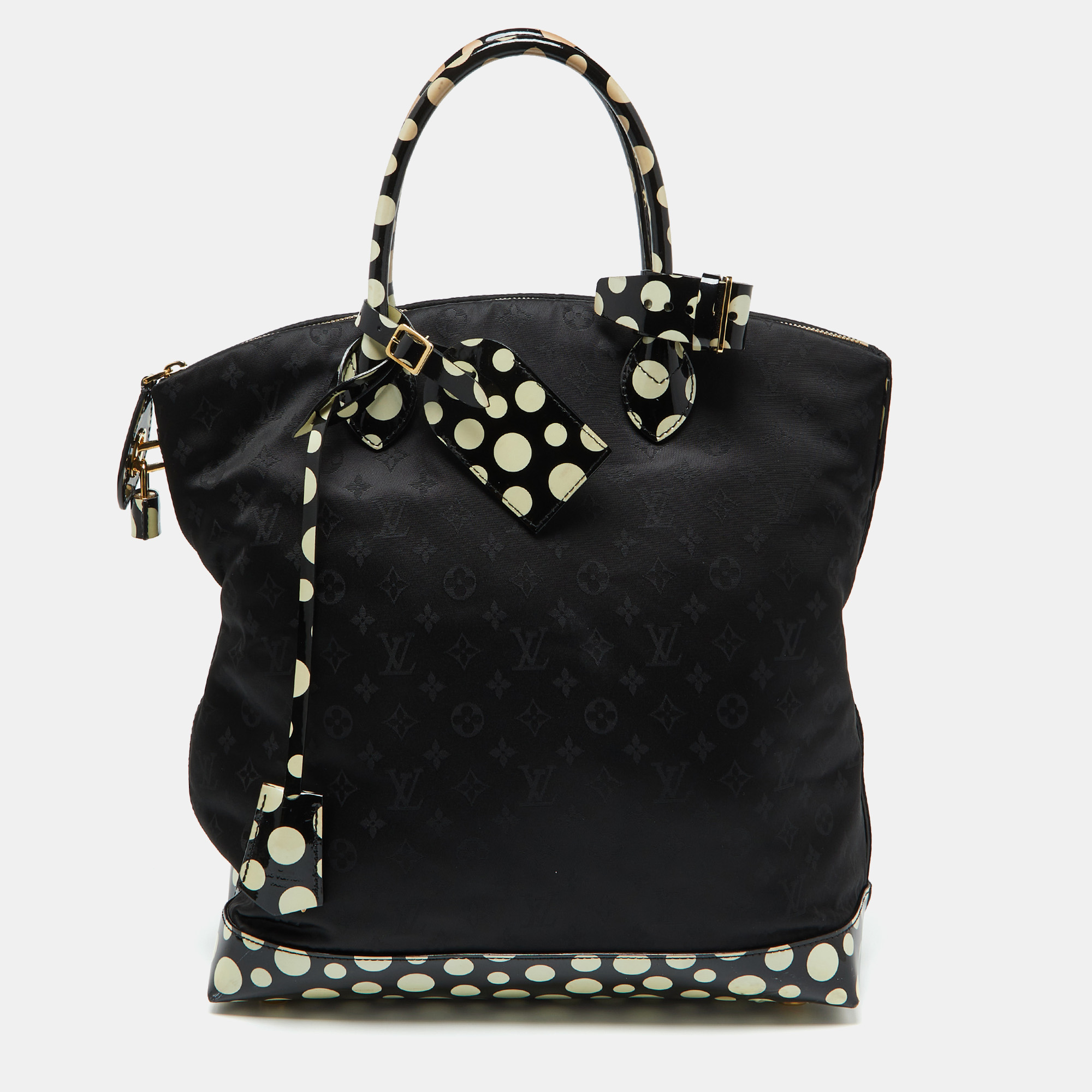 

Louis Vuitton Black Monogram Satin Yayoi Kusama Dots Infinity Lockit Vertical MM Bag