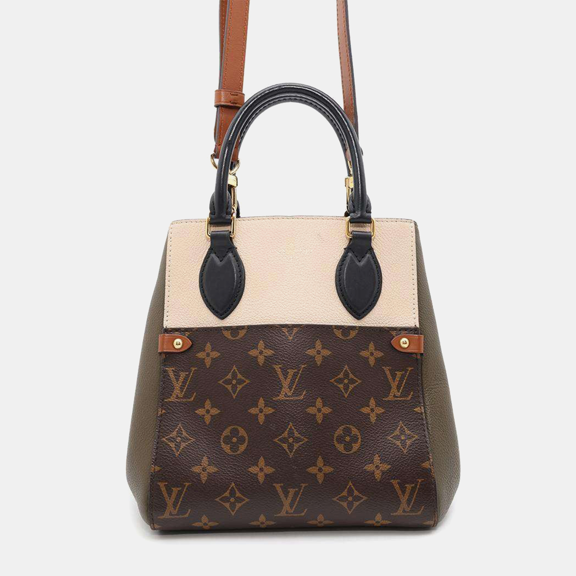 

Louis Vuitton Claim/Khaki/Noir Monogram Leather Fold Tote Bag Size PM, Brown