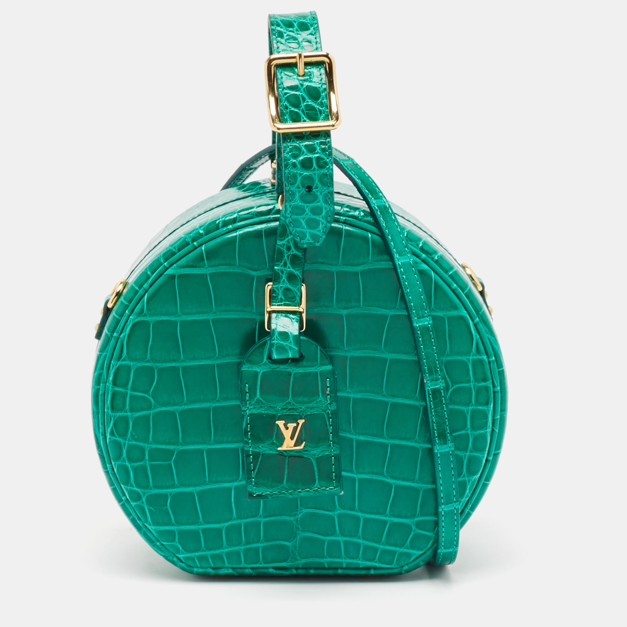 

Louis Vuitton Green Crocodile Petite Boite Chapeau Bag