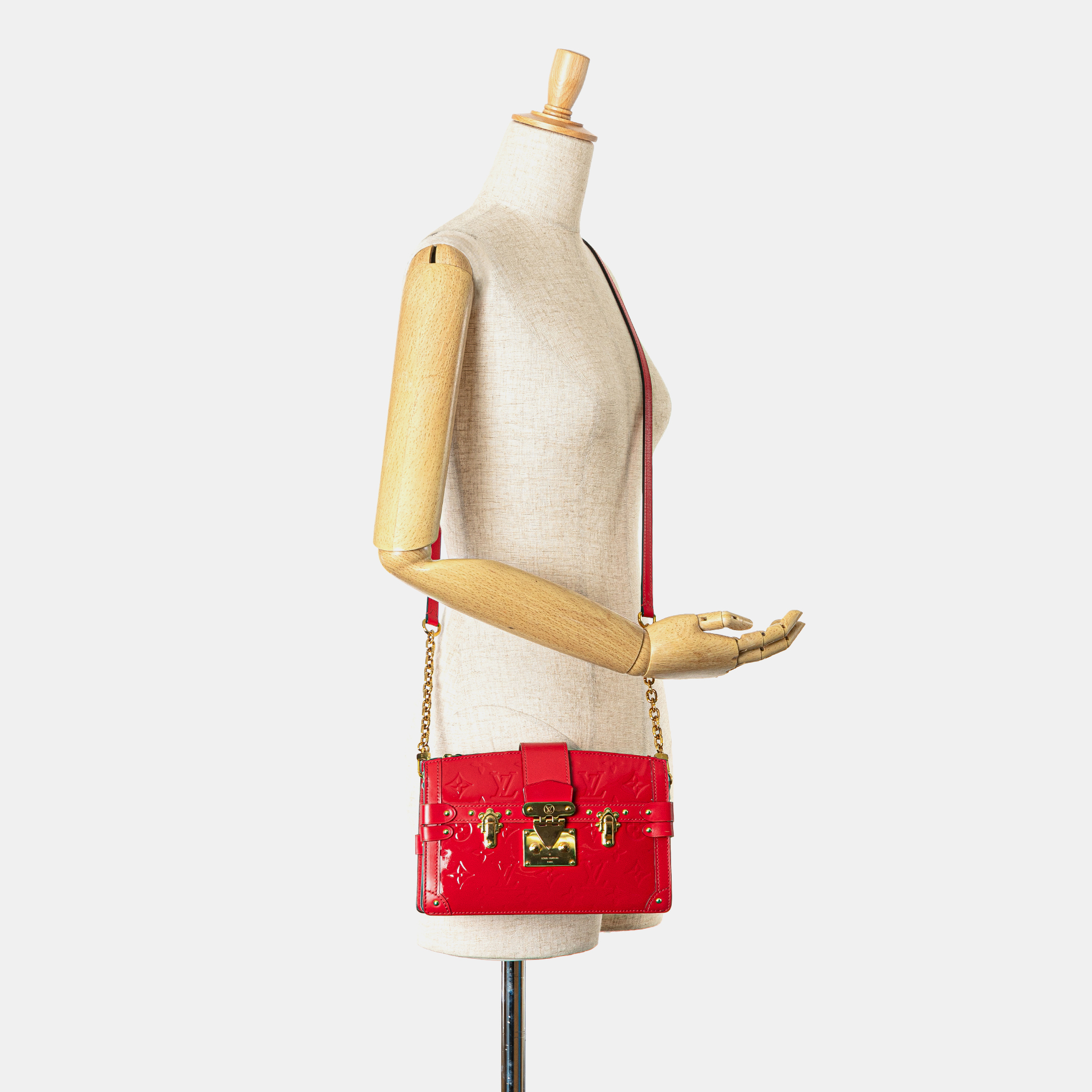 Louis Vuitton Red Patent Leather Monogram Vernis Trunk Clutch 