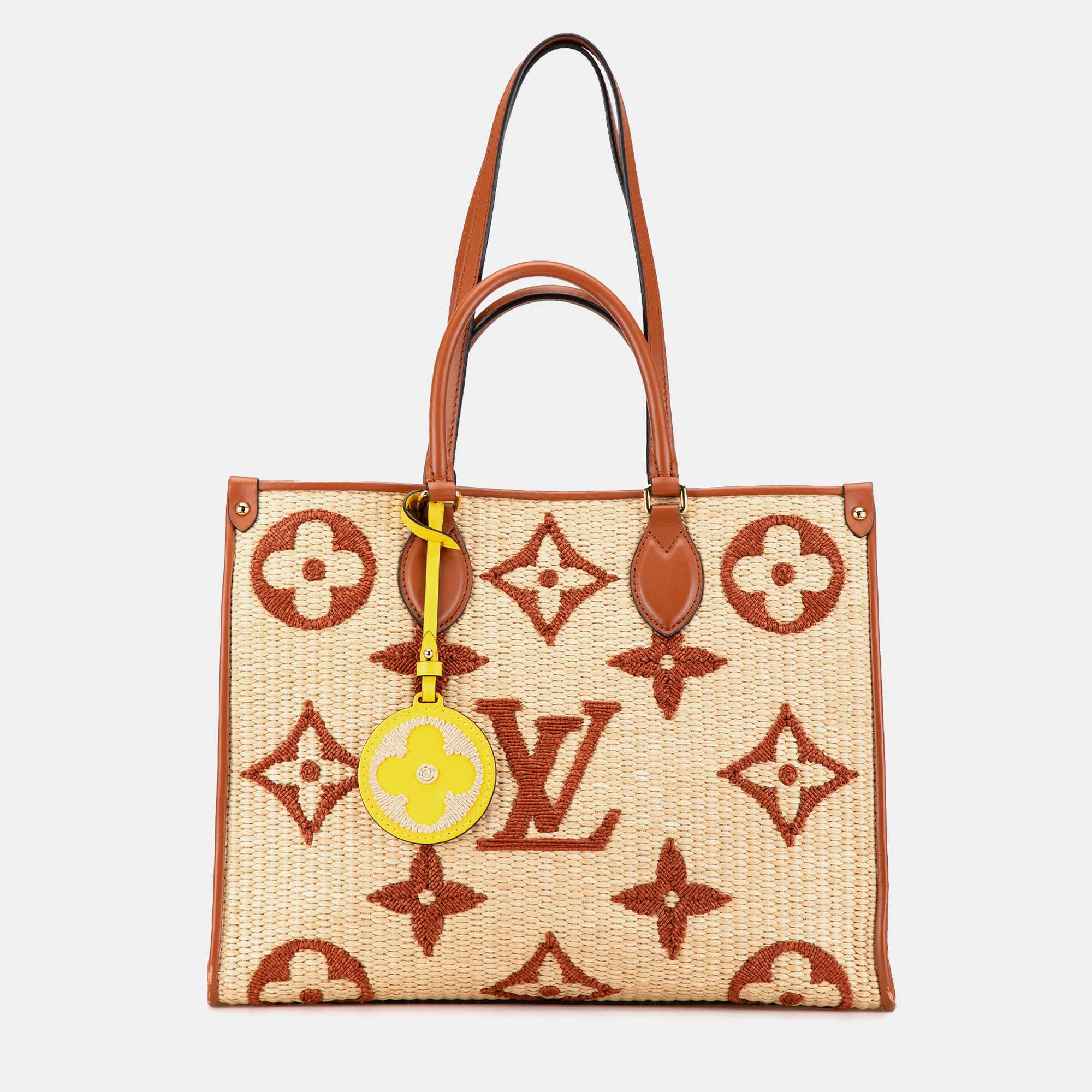 

Louis Vuitton Brown Raffia Monogram Giant OnTheGo MM Bag