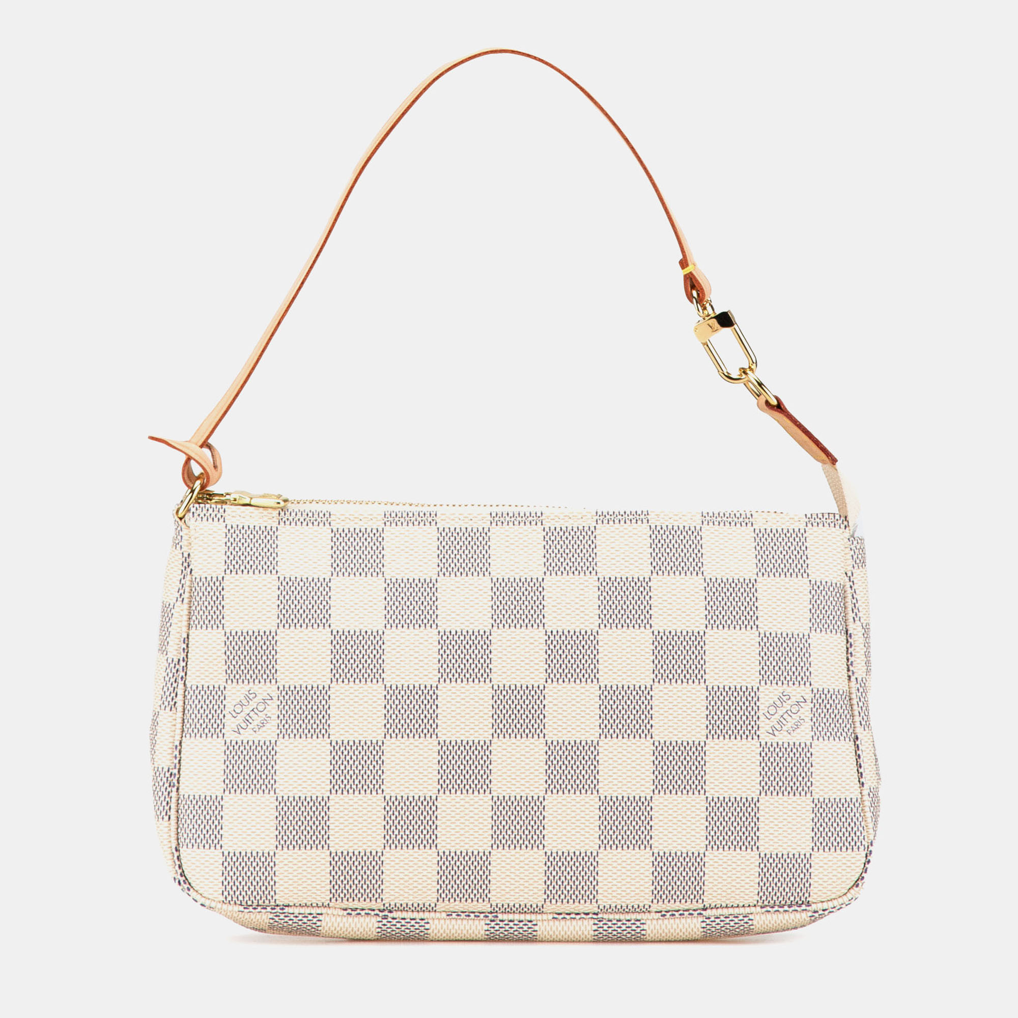 

Louis Vuitton White Canvas and Vachetta Leather Damier Azur Pochette Accessoires