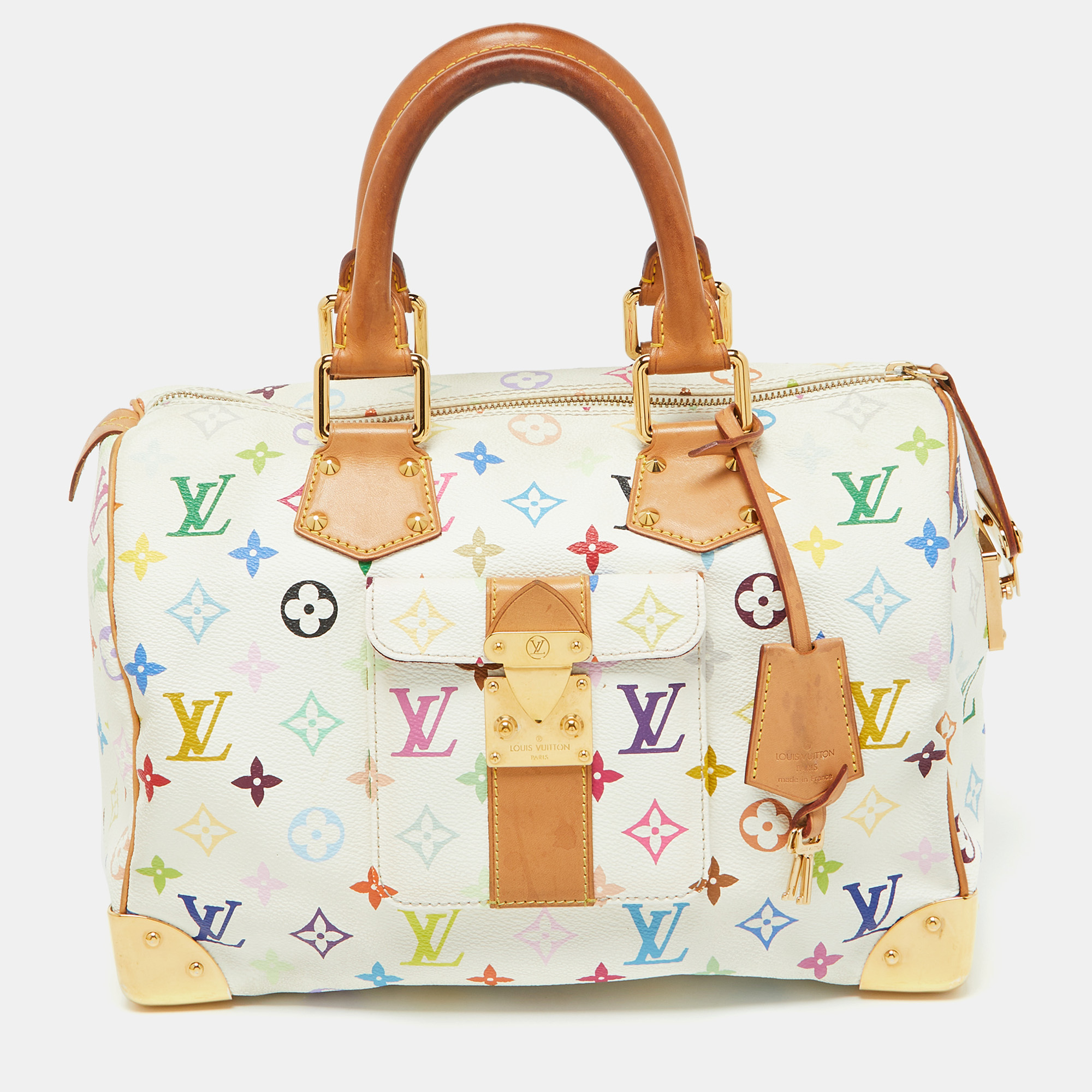 

Louis Vuitton White Monogram Multicolore Canvas Speedy 30 Bag