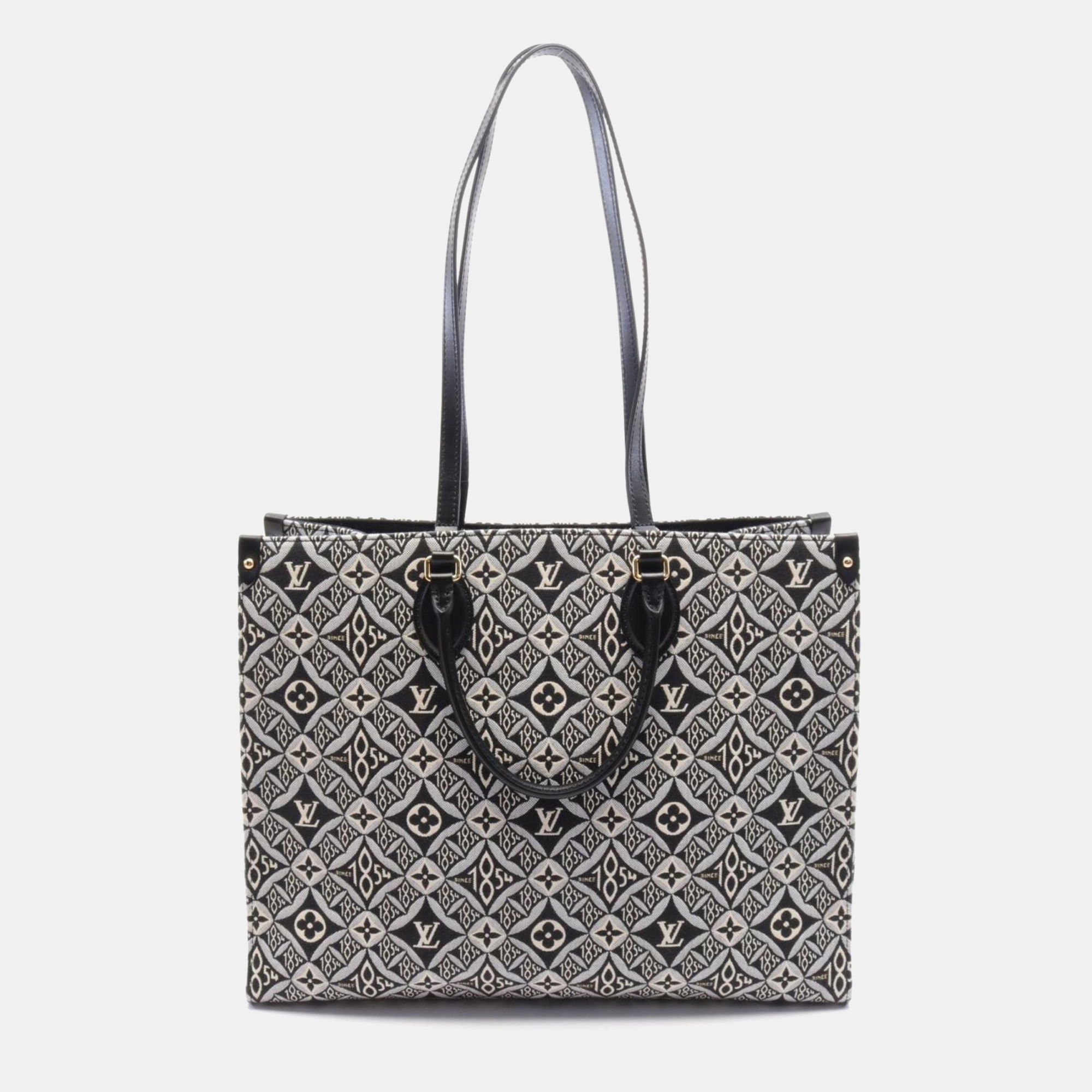 

Louis Vuitton Canvas Leather Monogram Jacquard Gray Black On The Go Gm Tote Bag