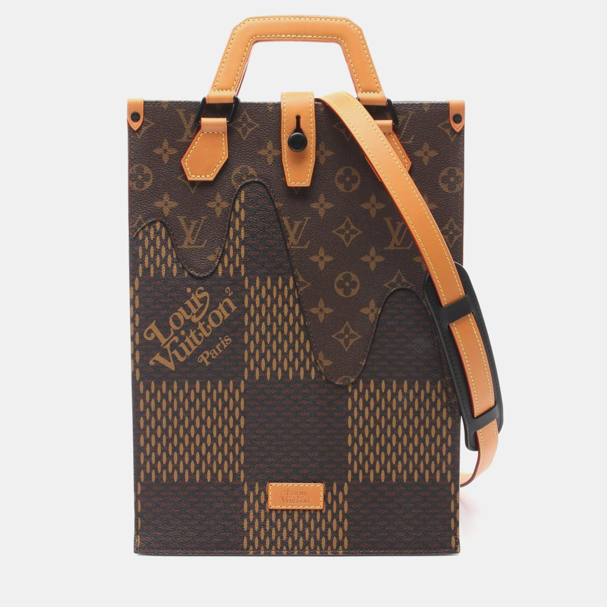 

Louis Vuitton Coated Canvas Leather Damier Giant Brown Lv Squared Tote Bag