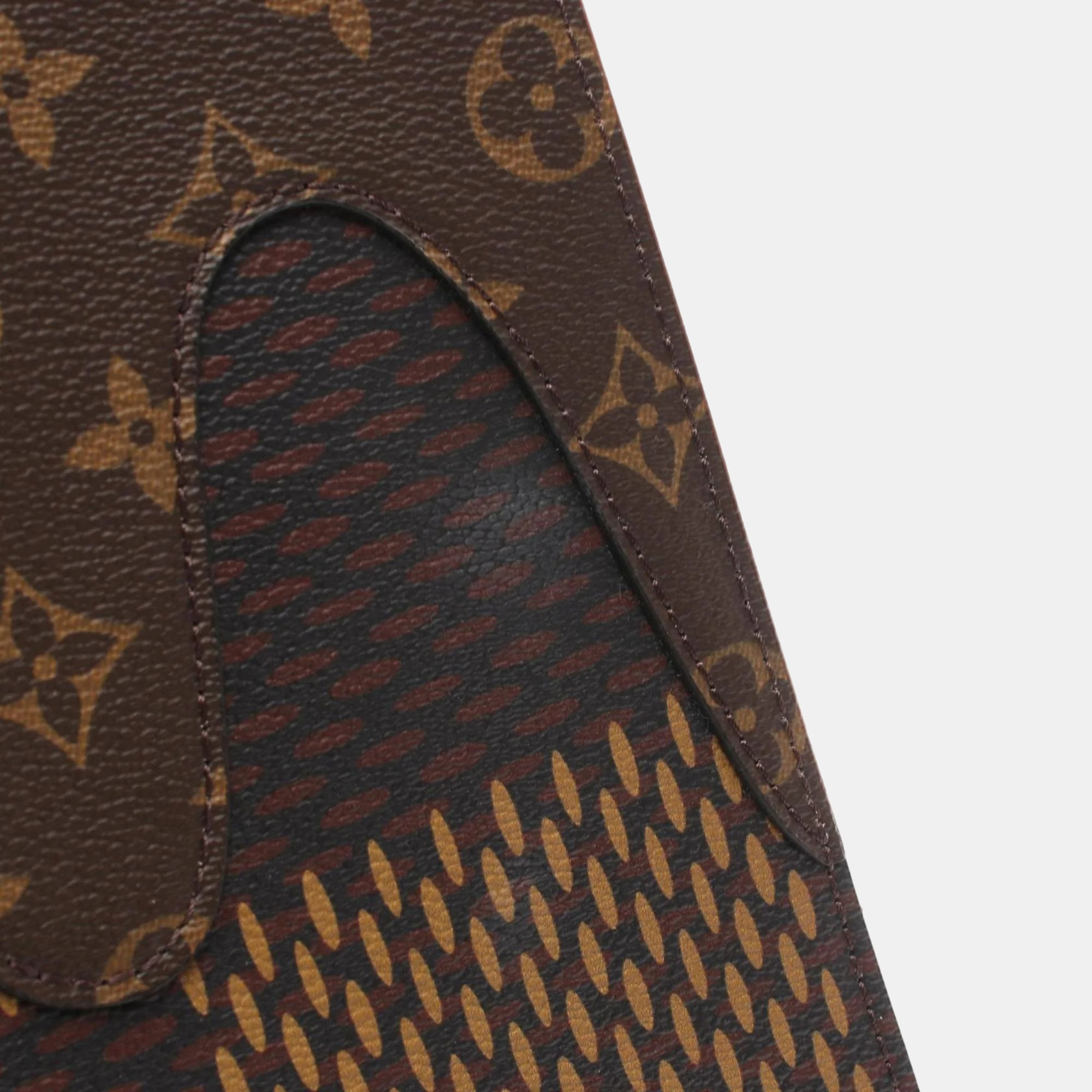 Louis Vuitton Coated Canvas Leather Damier Giant Brown Lv Squared Tote Bag 