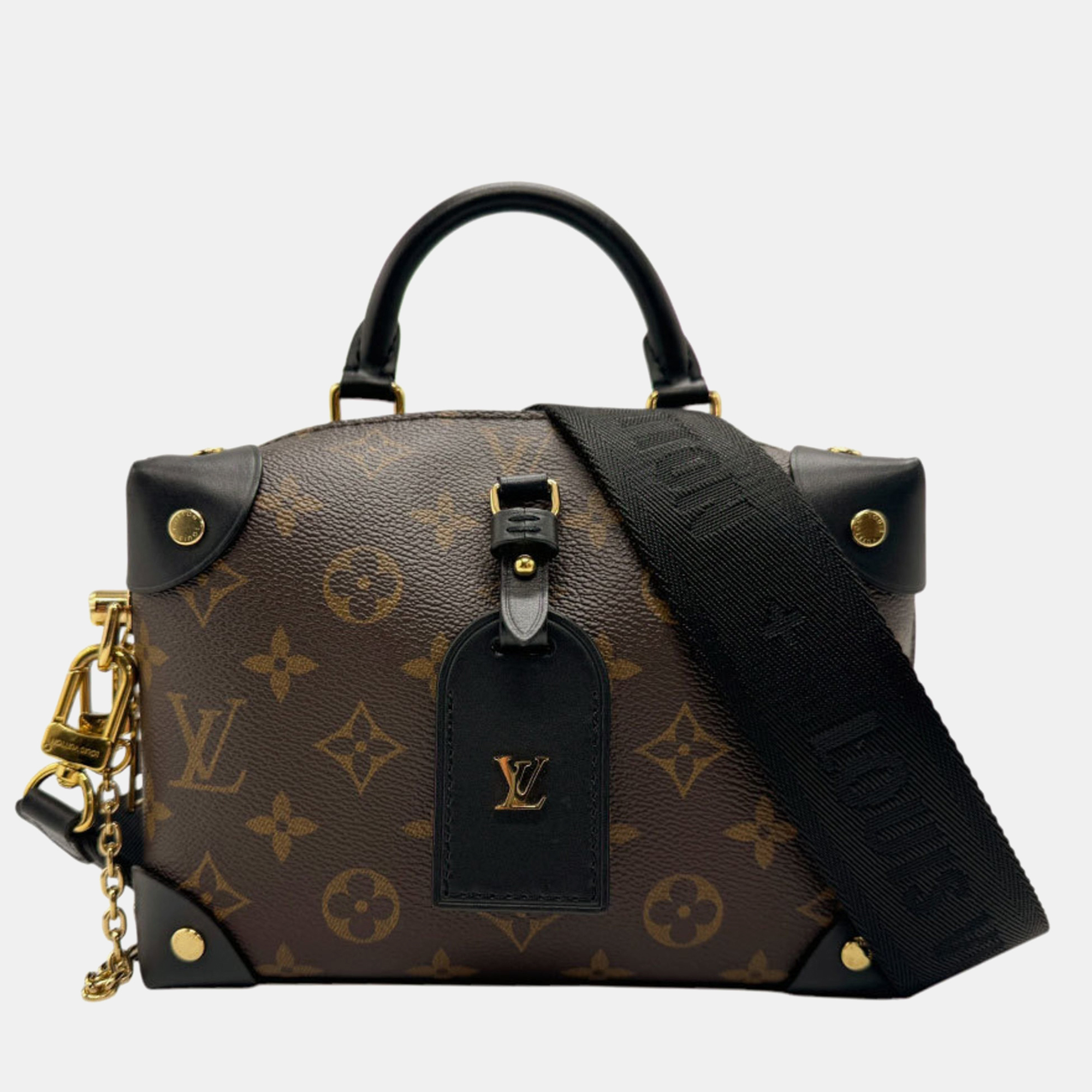 

Louis Vuitton Monogram Petite Malle Souple Canvas Brown Black Gold Handbag