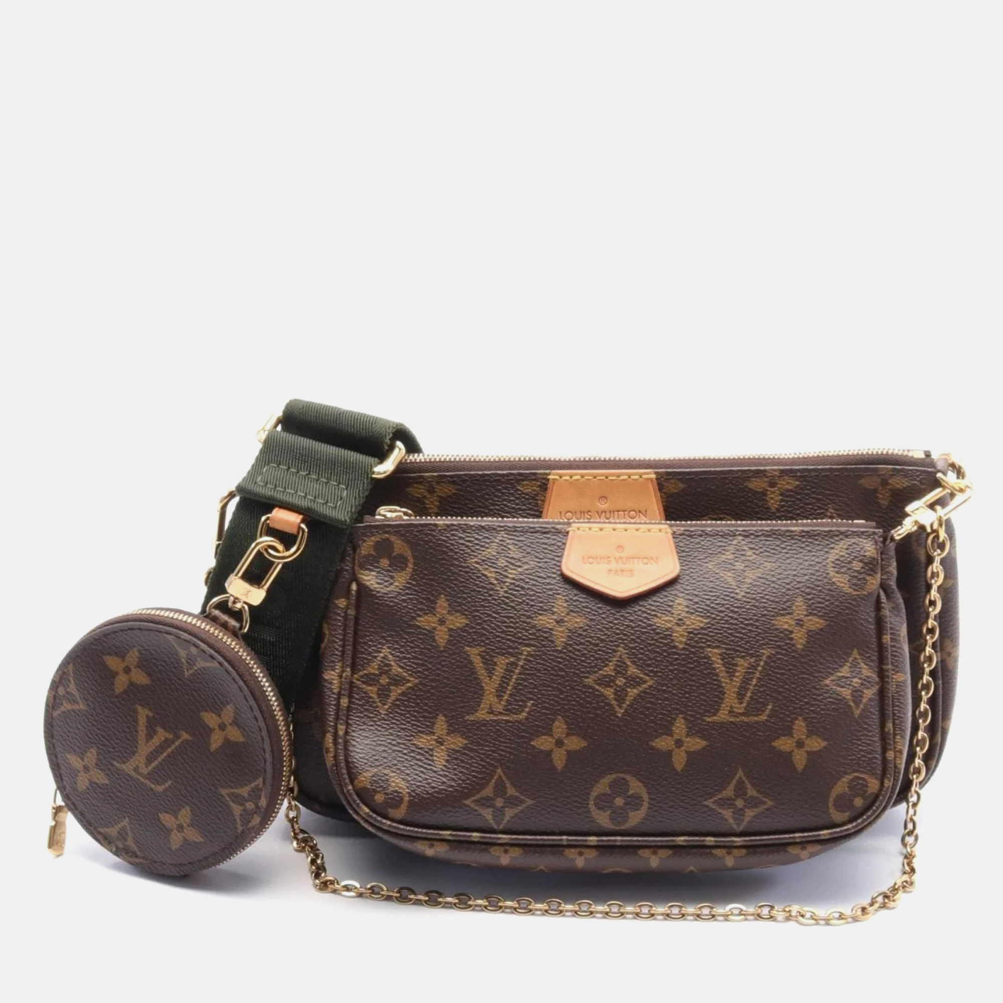 

Louis Vuitton Brown Khaki Coated Canvas Monogram Multi Pochette Accessoires Shoulder Bag