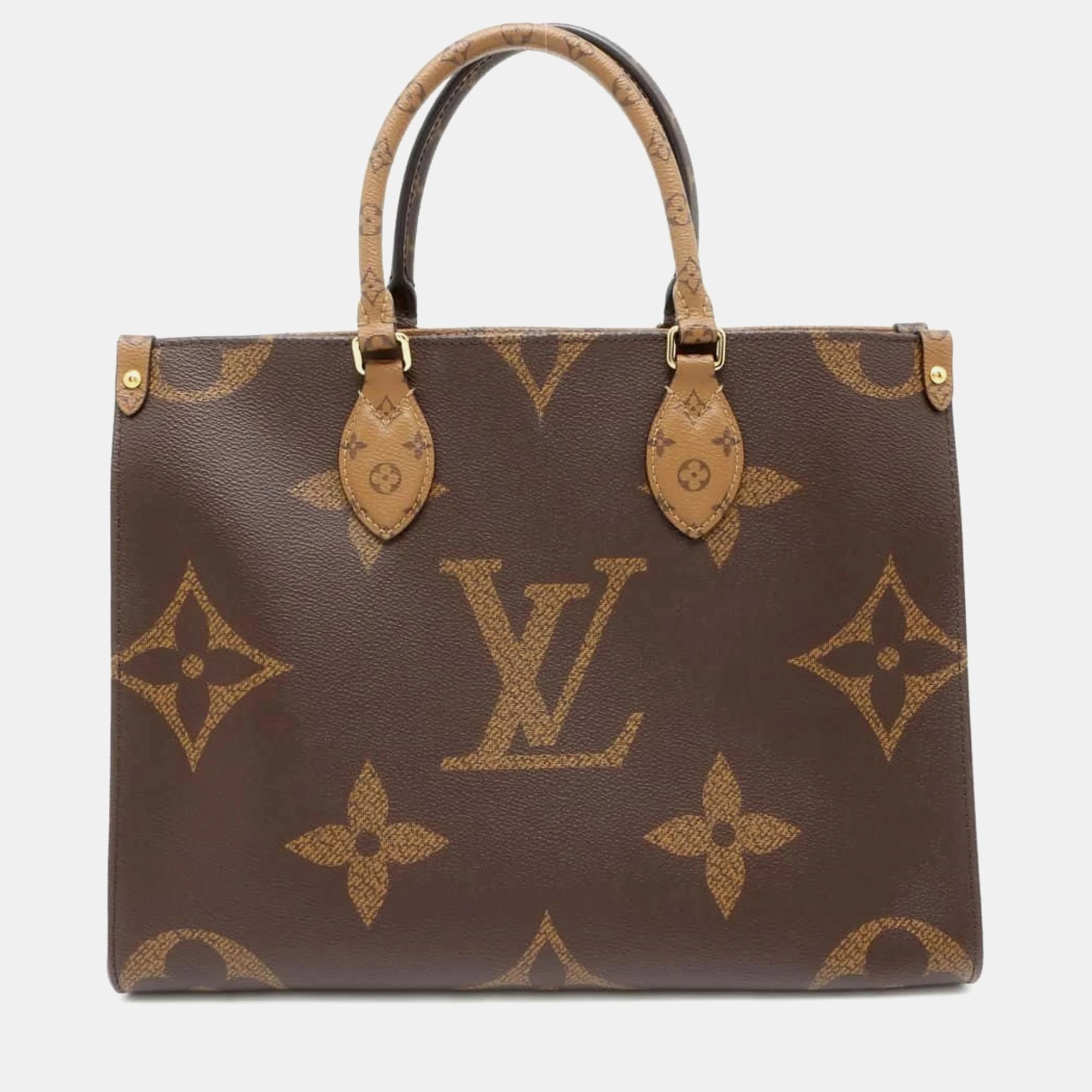 

Louis Vuitton Monogram Reverse Giant On-The-Go Mm Tote Bag, Brown