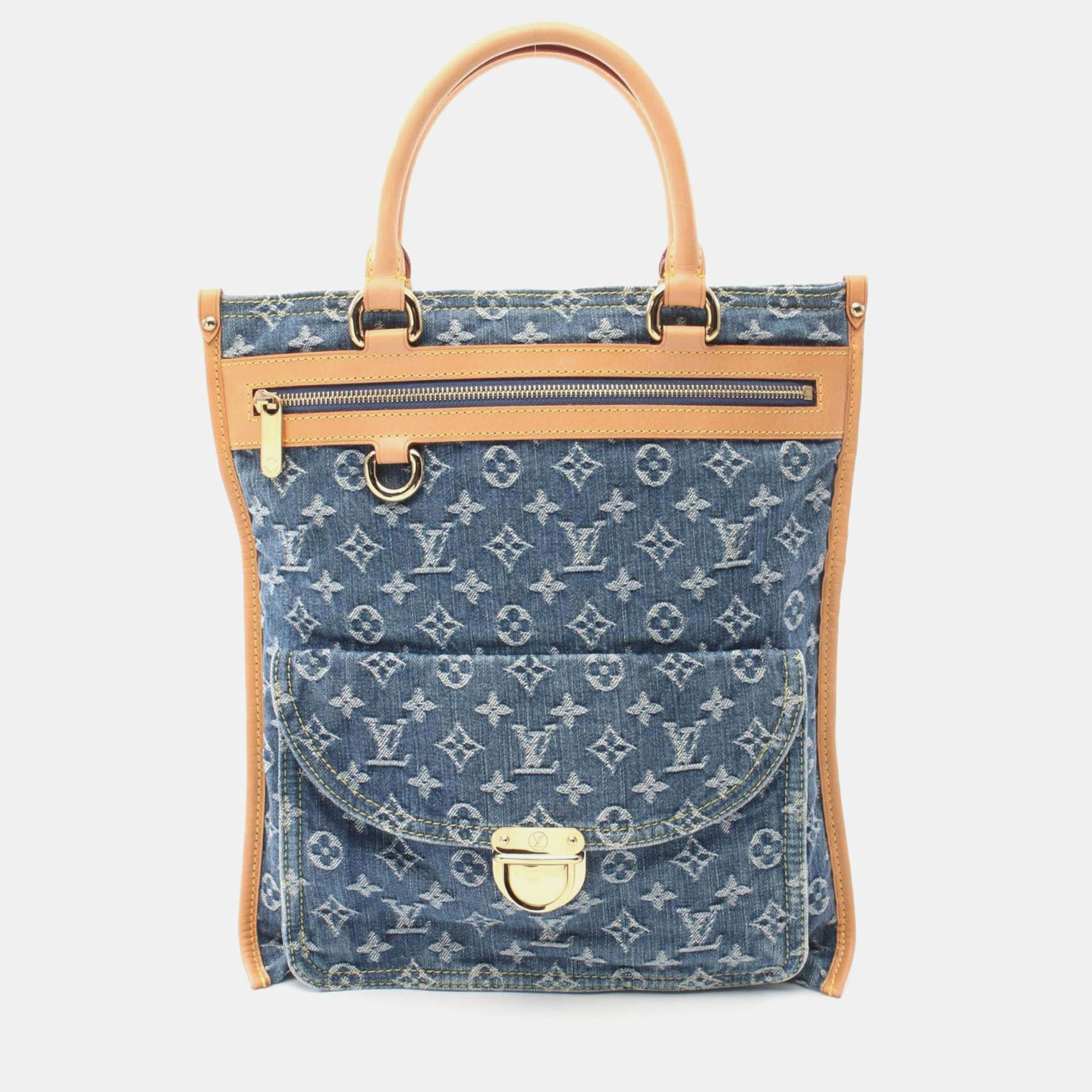 

Louis Vuitton Leather Blue Flat Shopper Monogram Denim Tote Bag